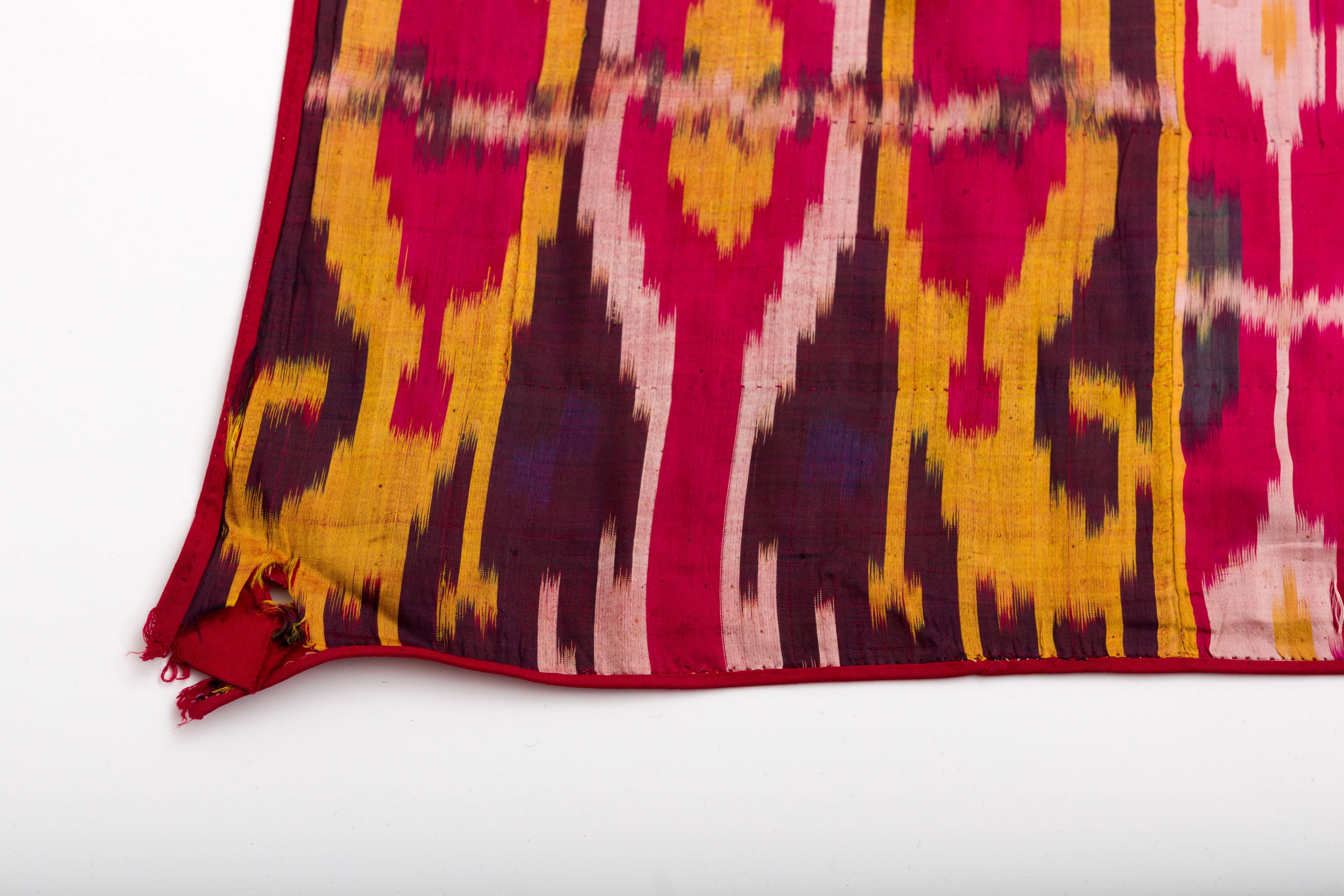 Late 19th Century Silk Ikat Uzbekistan Tribal Weaving For Sale 3