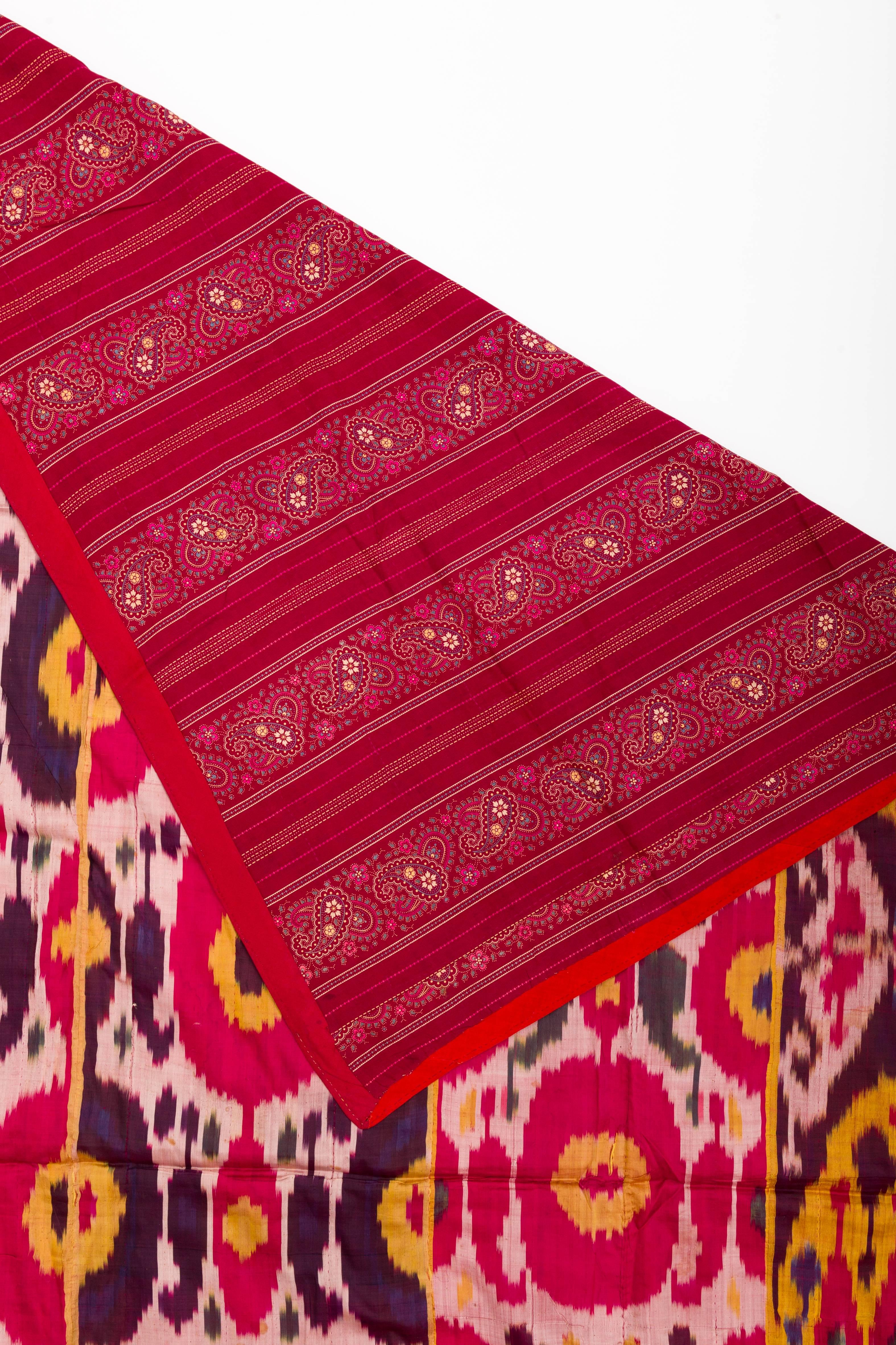Late 19th Century Silk Ikat Uzbekistan Tribal Weaving For Sale 4
