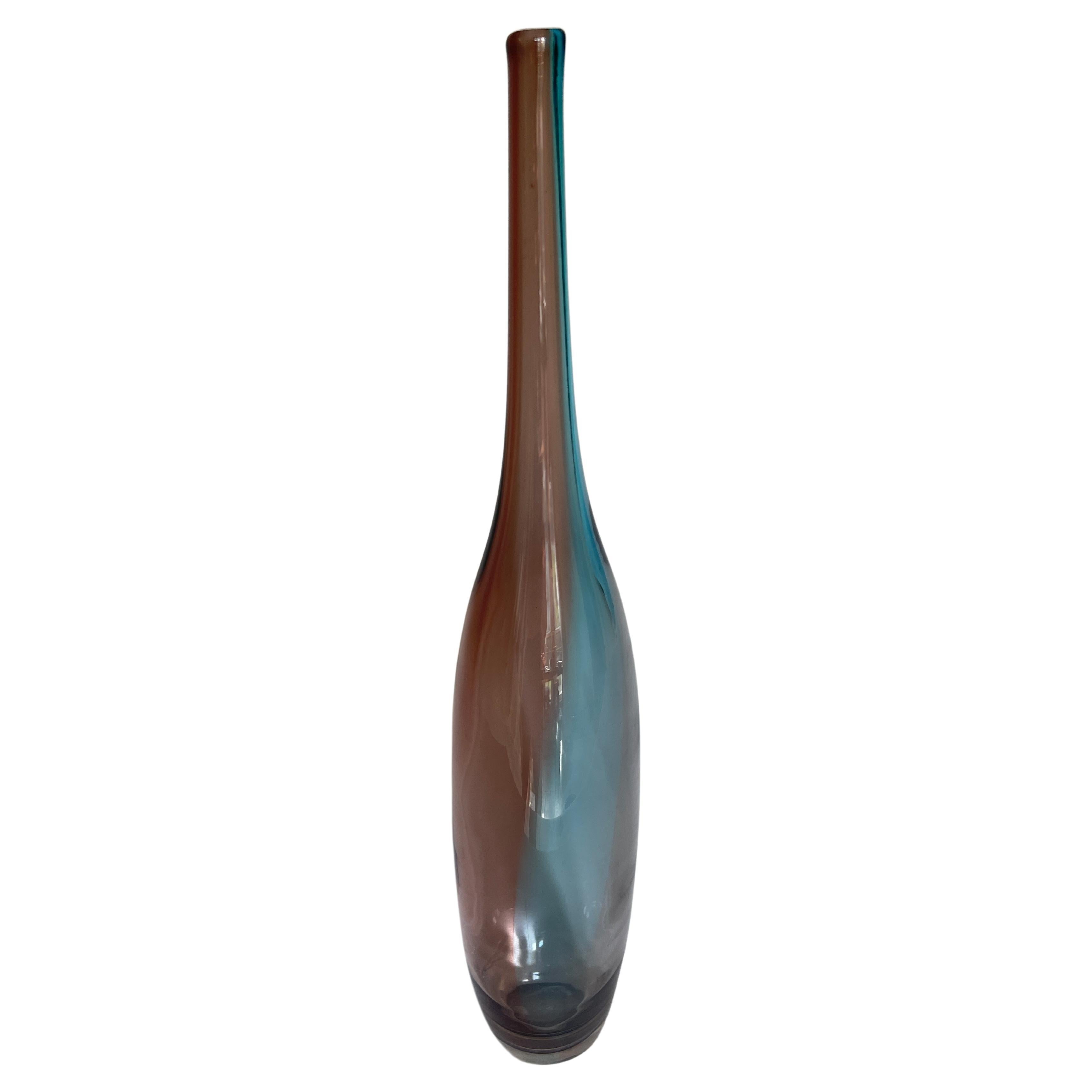 "Tobago" Multi Colour Tall Glass Bottle Vase by Kjell Engman Kosta Boda, Sweden For Sale