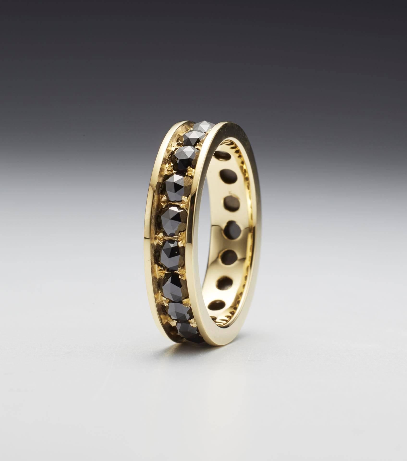 American Black Rose Cut Diamond Eternity 18-Karat Gold Ring by Christopher Phelan