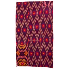 Late 19th Century Uzbekistan Tribal Silk Ikat Panel