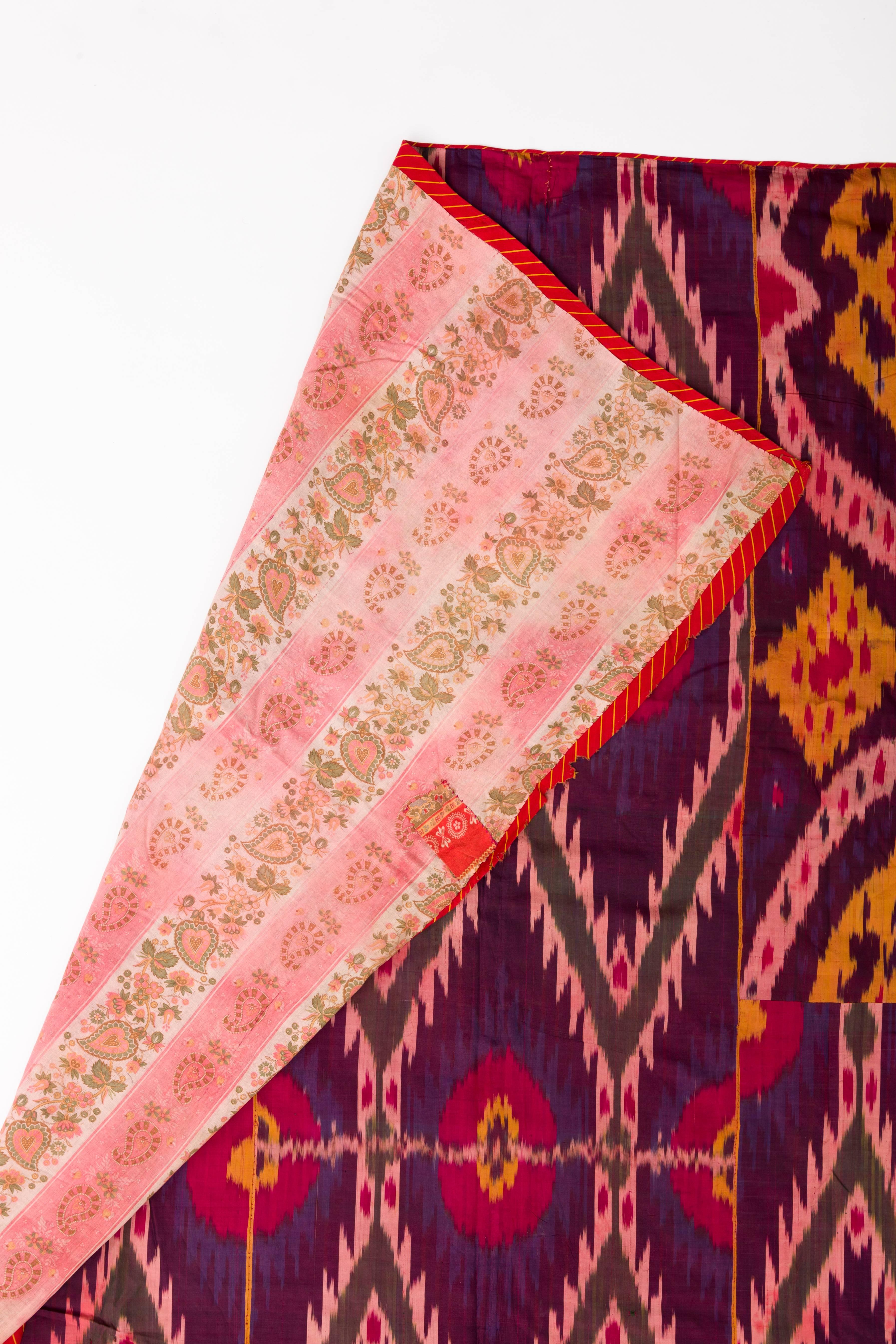 Late 19th Century Uzbekistan Tribal Silk Ikat Panel For Sale 3