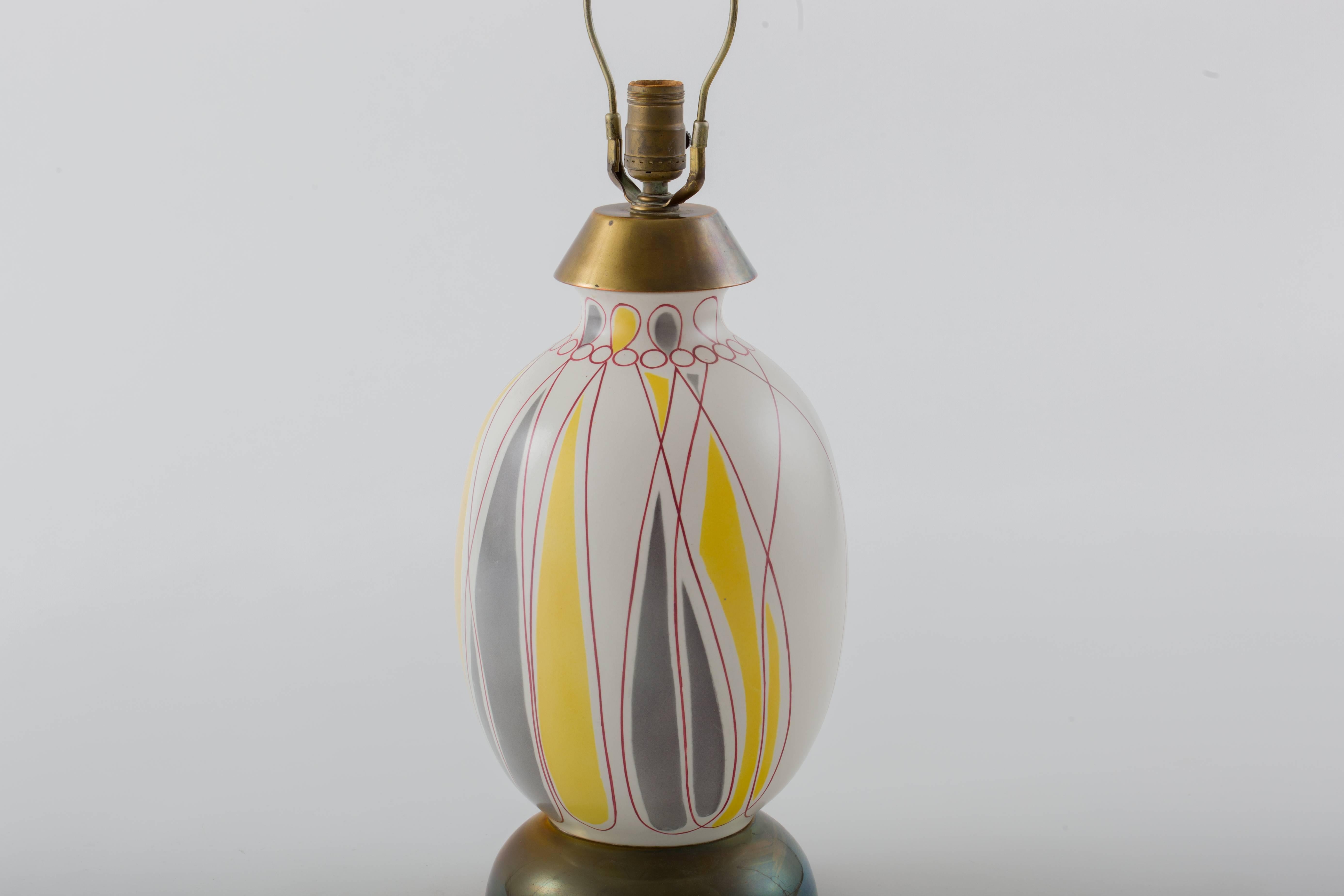 Hand-Painted Giovanni Gariboldi, Richard Ginori 1950s Italian Abstract Ceramic Lamps