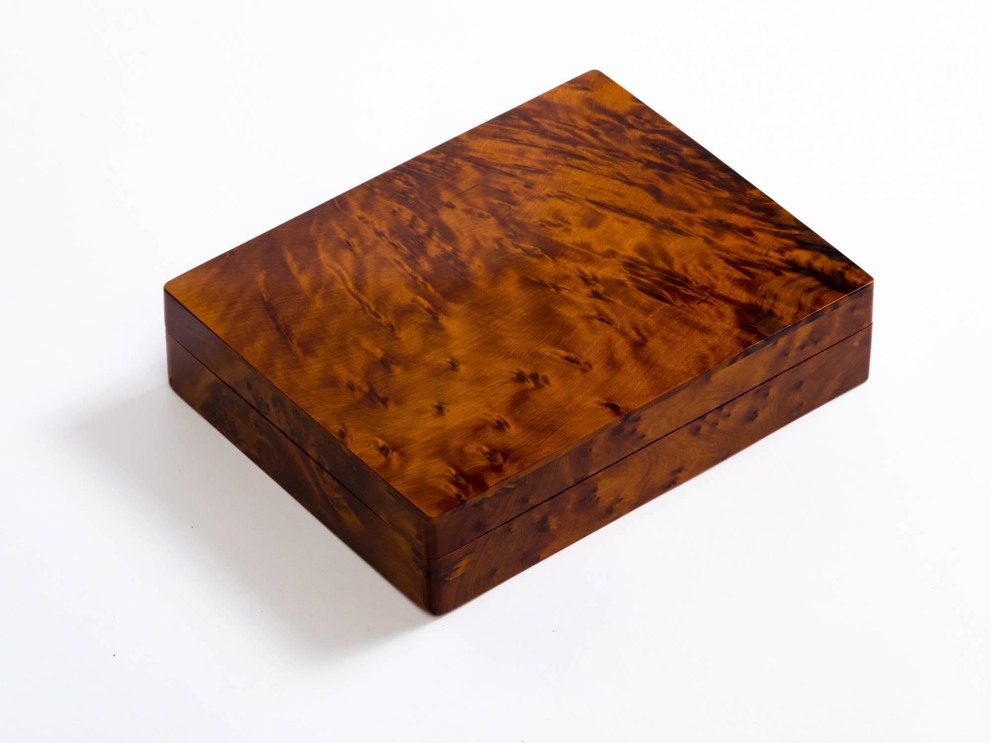 20th Century Italian Art Deco Burl Wood Cigar Box