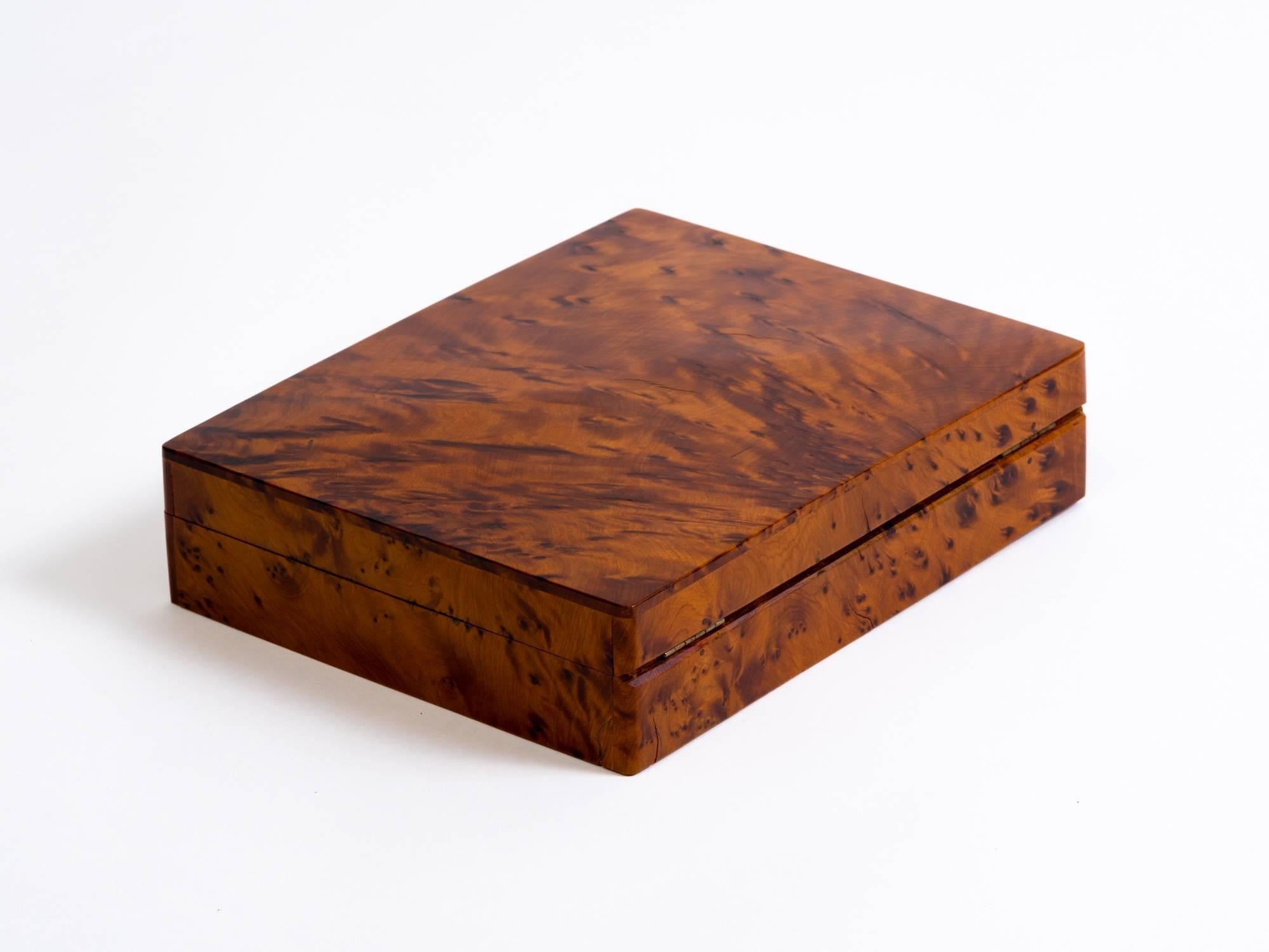 Italian Art Deco Burl Wood Cigar Box 1