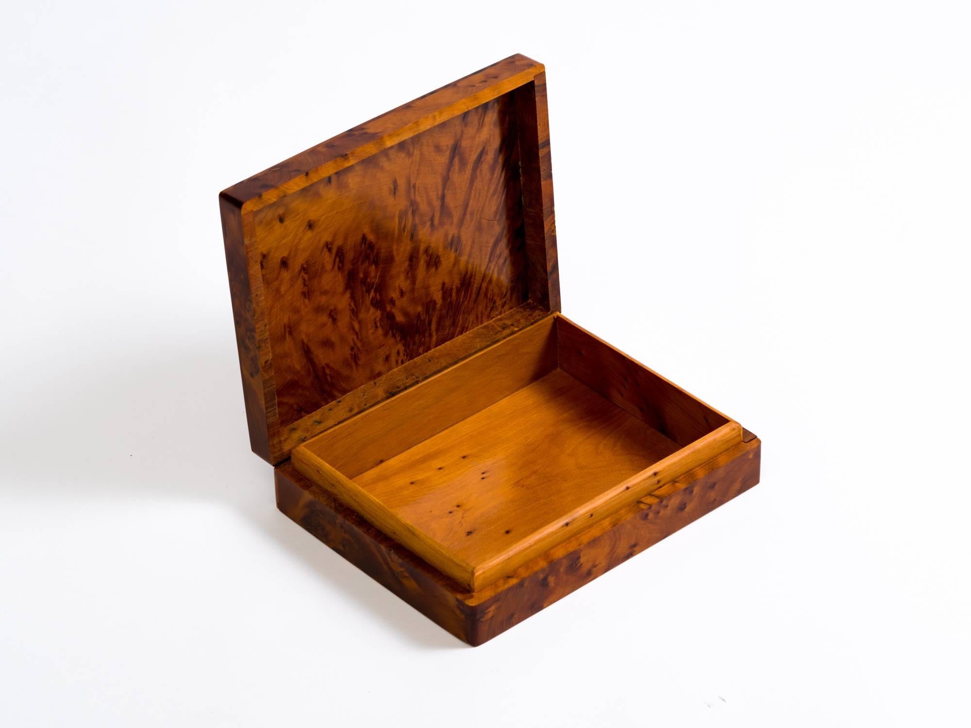 Italian Art Deco Burl Wood Cigar Box 2