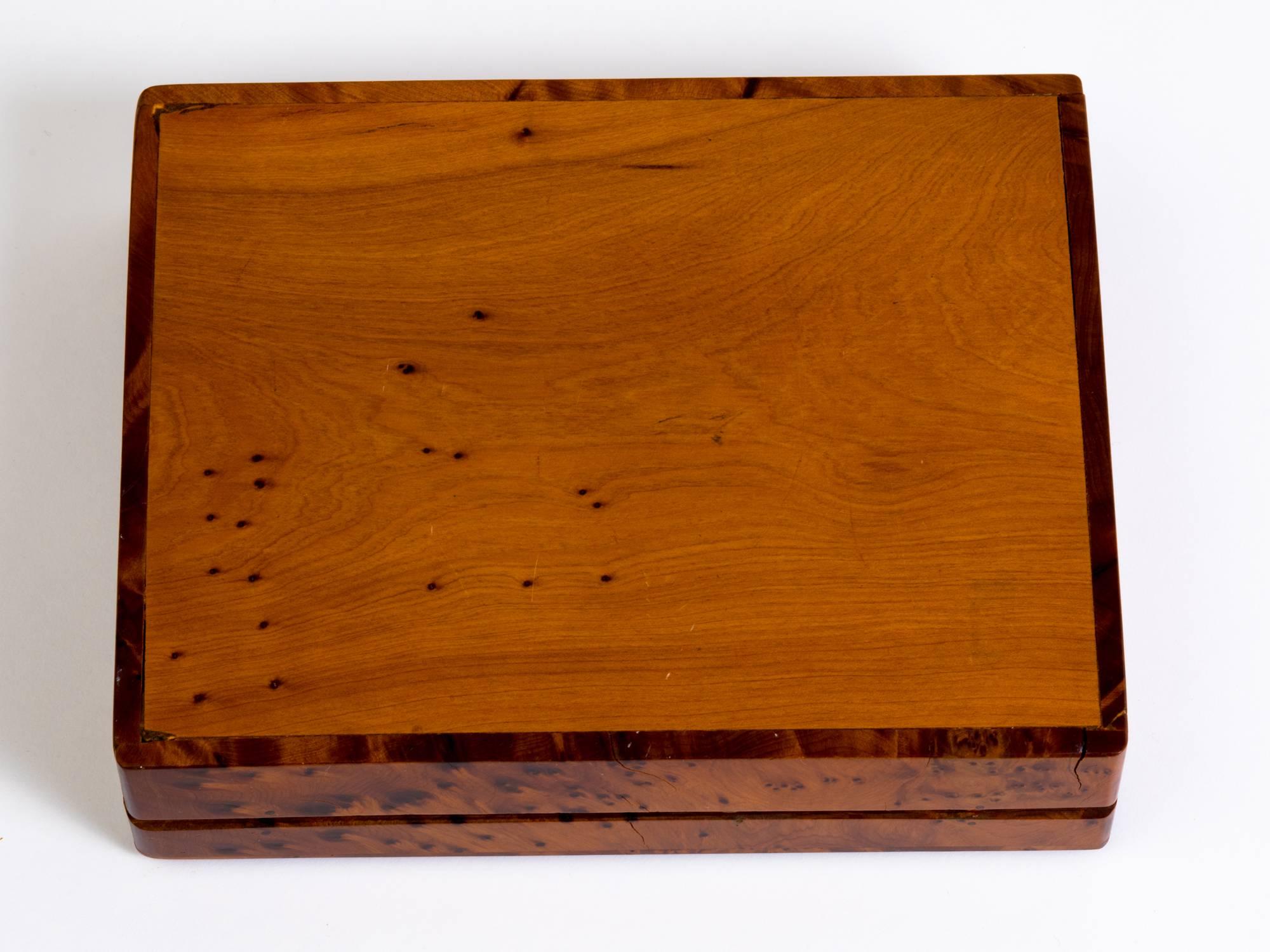 Italian Art Deco Burl Wood Cigar Box 3