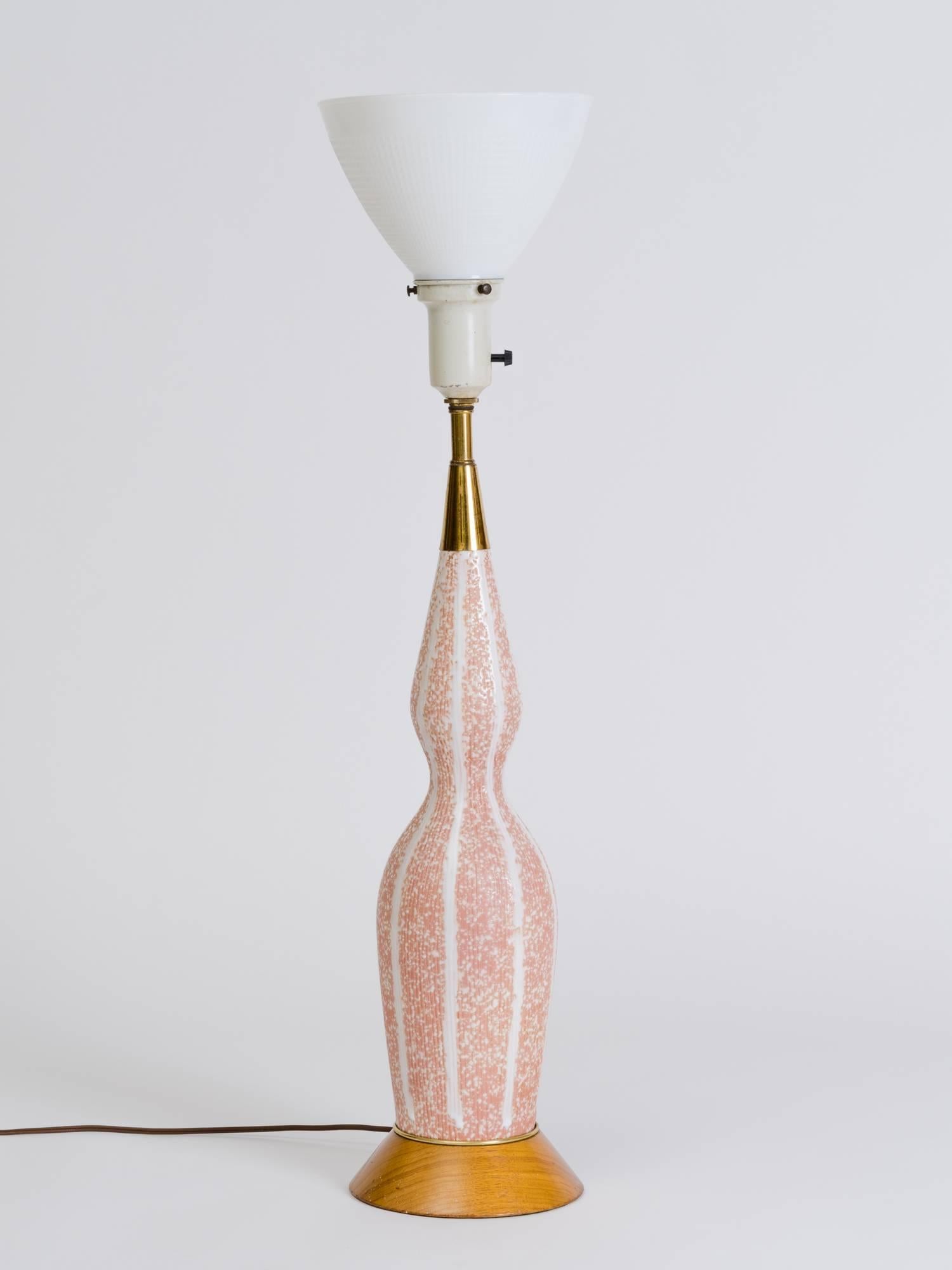 20th Century Zaccagnini 1950's Italian Striped Ceramic Lamp For Sale