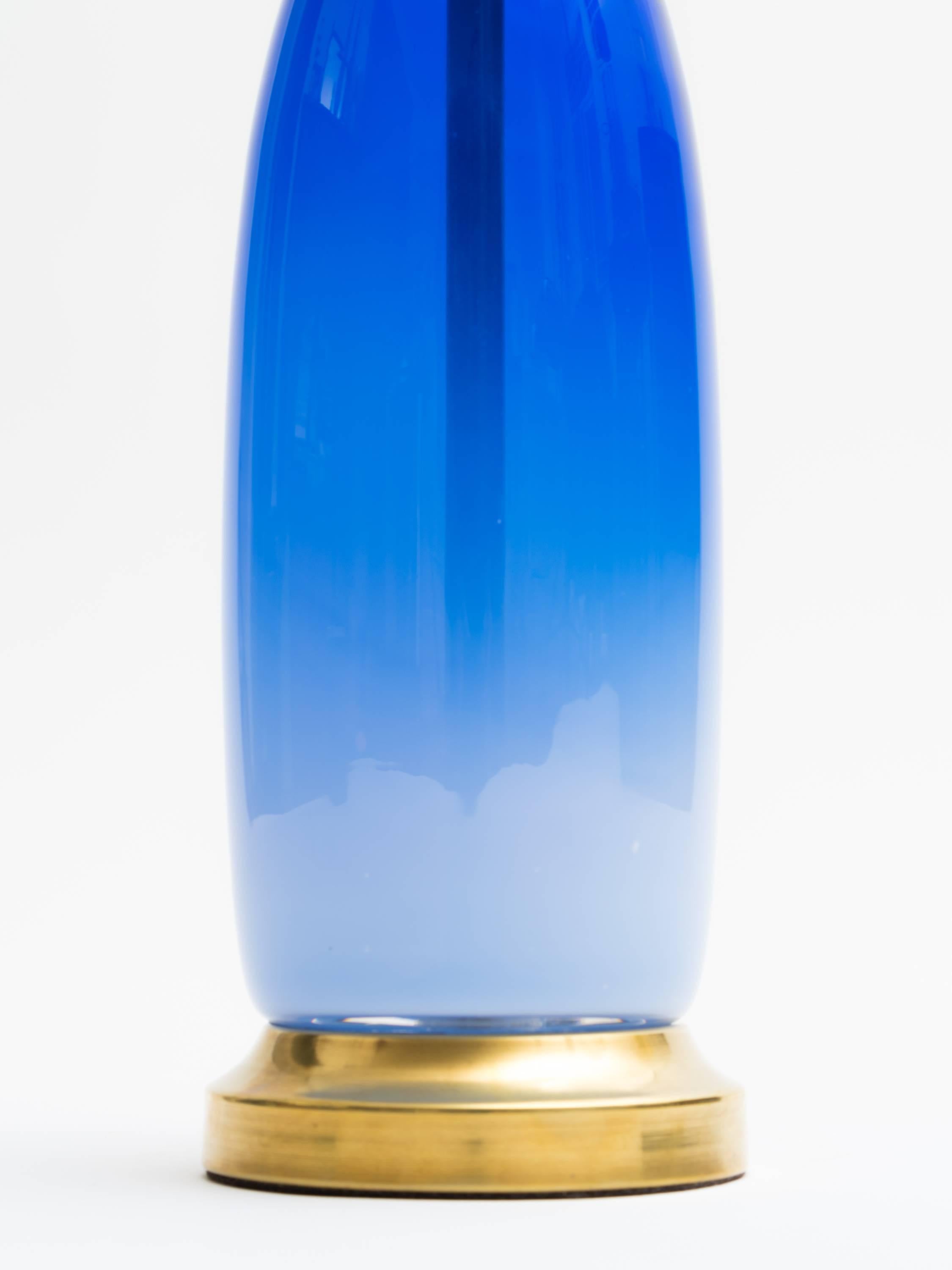 Mid-Century Modern Leerdam Unica Blue Ombre Glass Floris Meydam Lamp