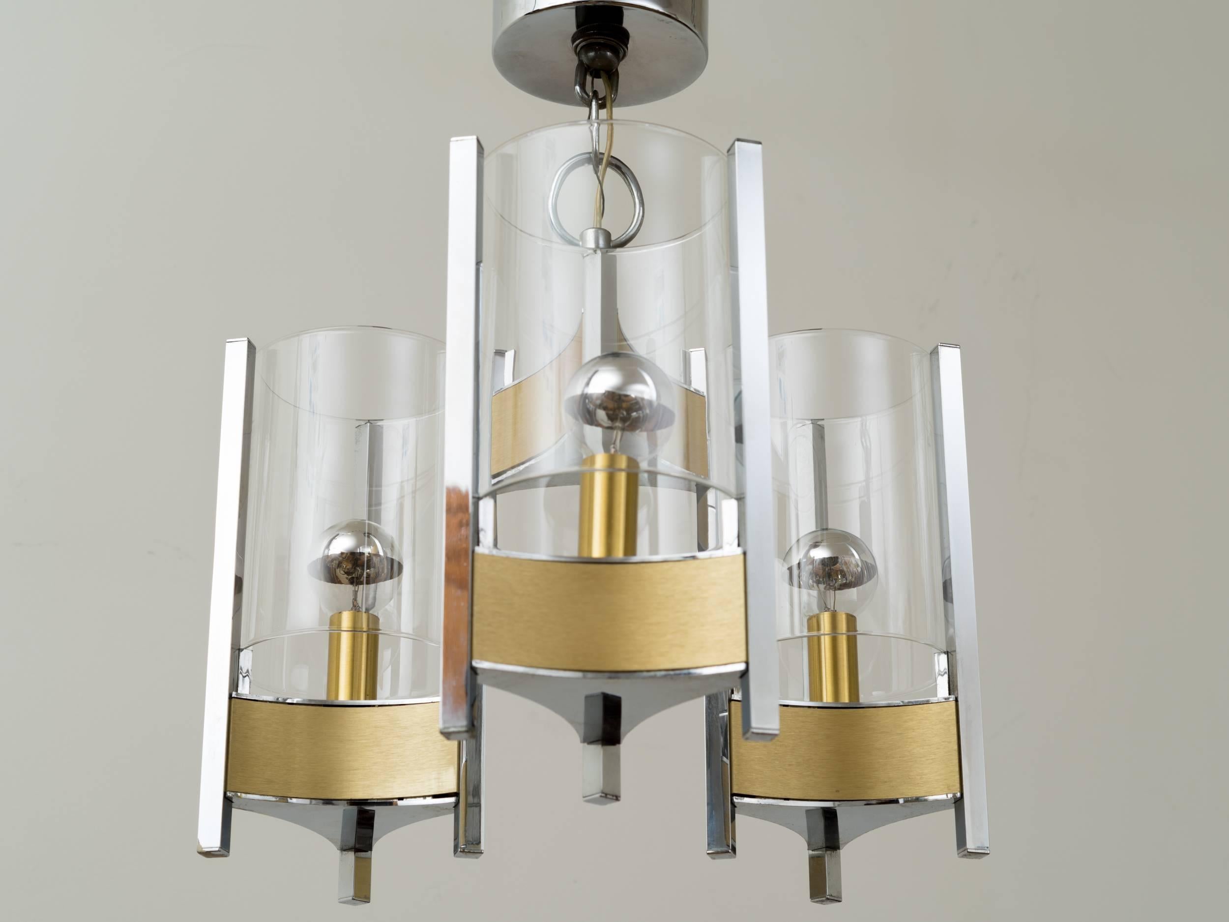 brass and chrome chandelier