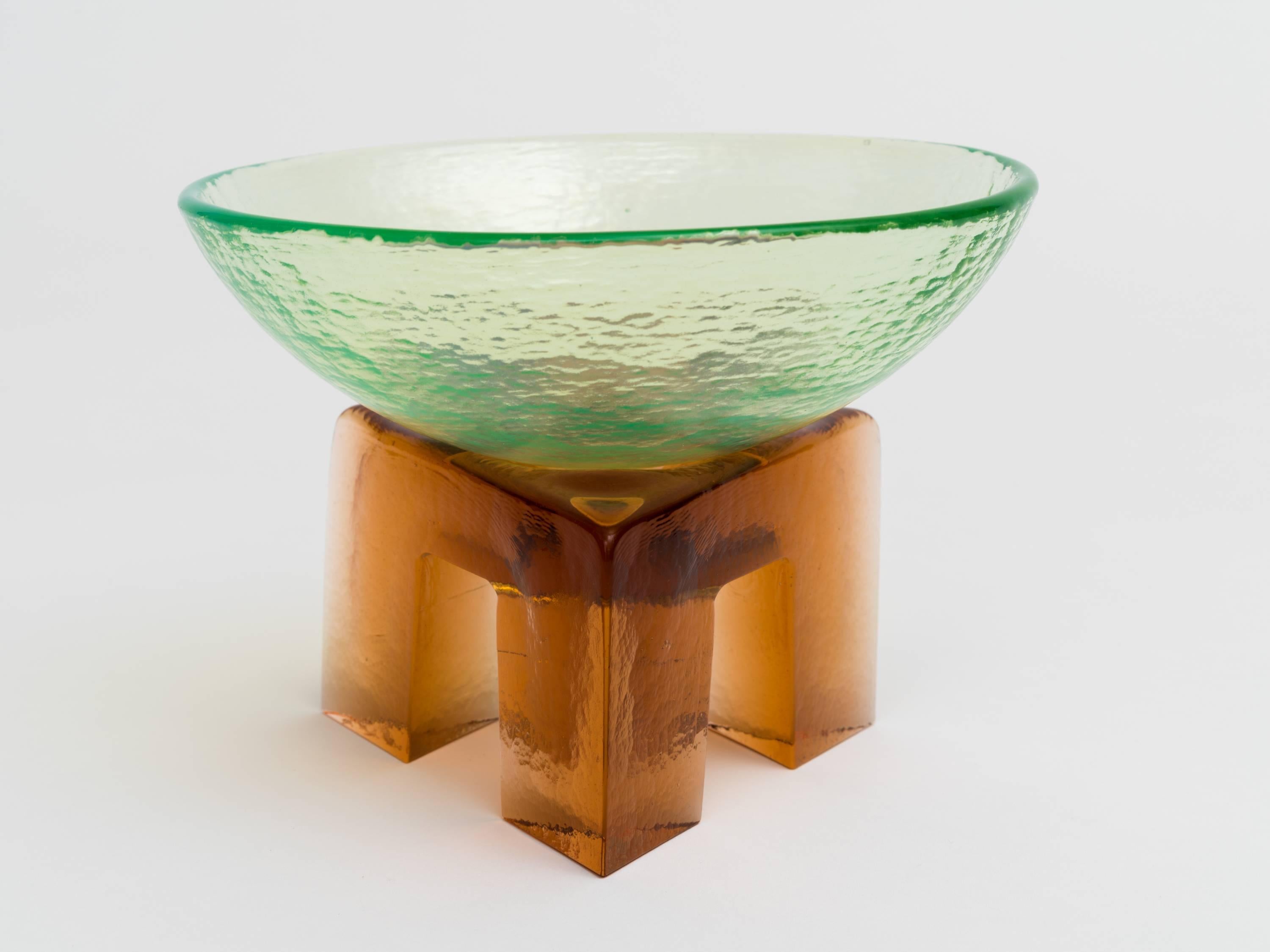 Post-Modern Memphis Style Art Glass Elemental Bowl Sculpture