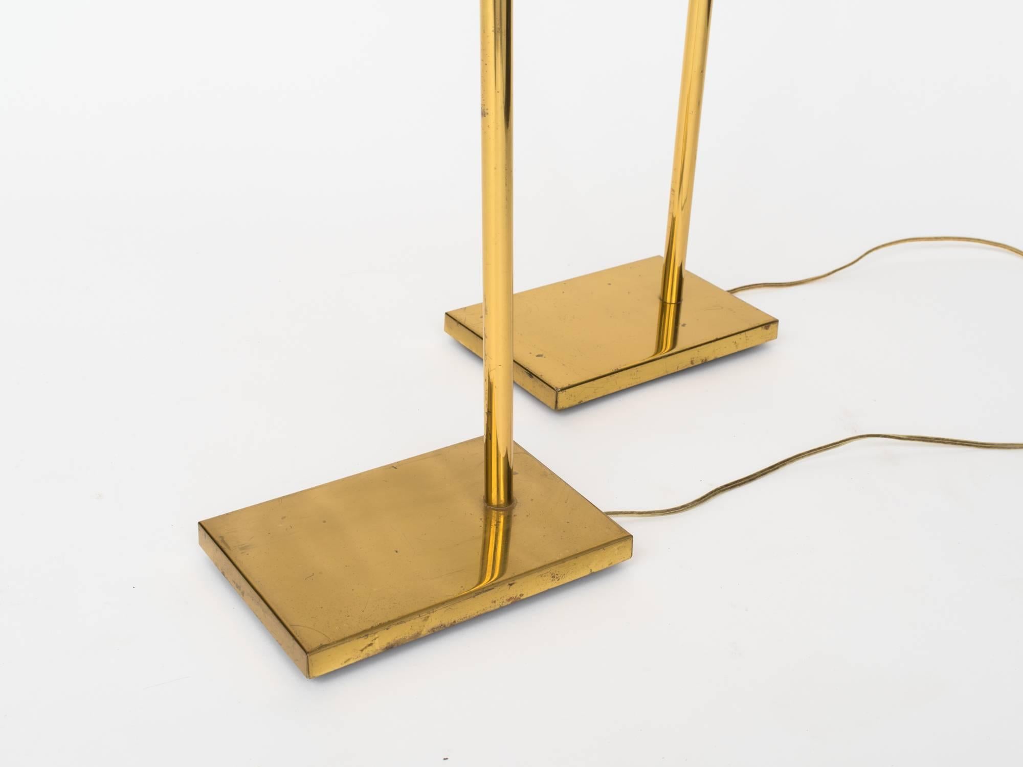 Koch & Lowy Brass Circular Shade Floor Lamps In Fair Condition In New York, NY