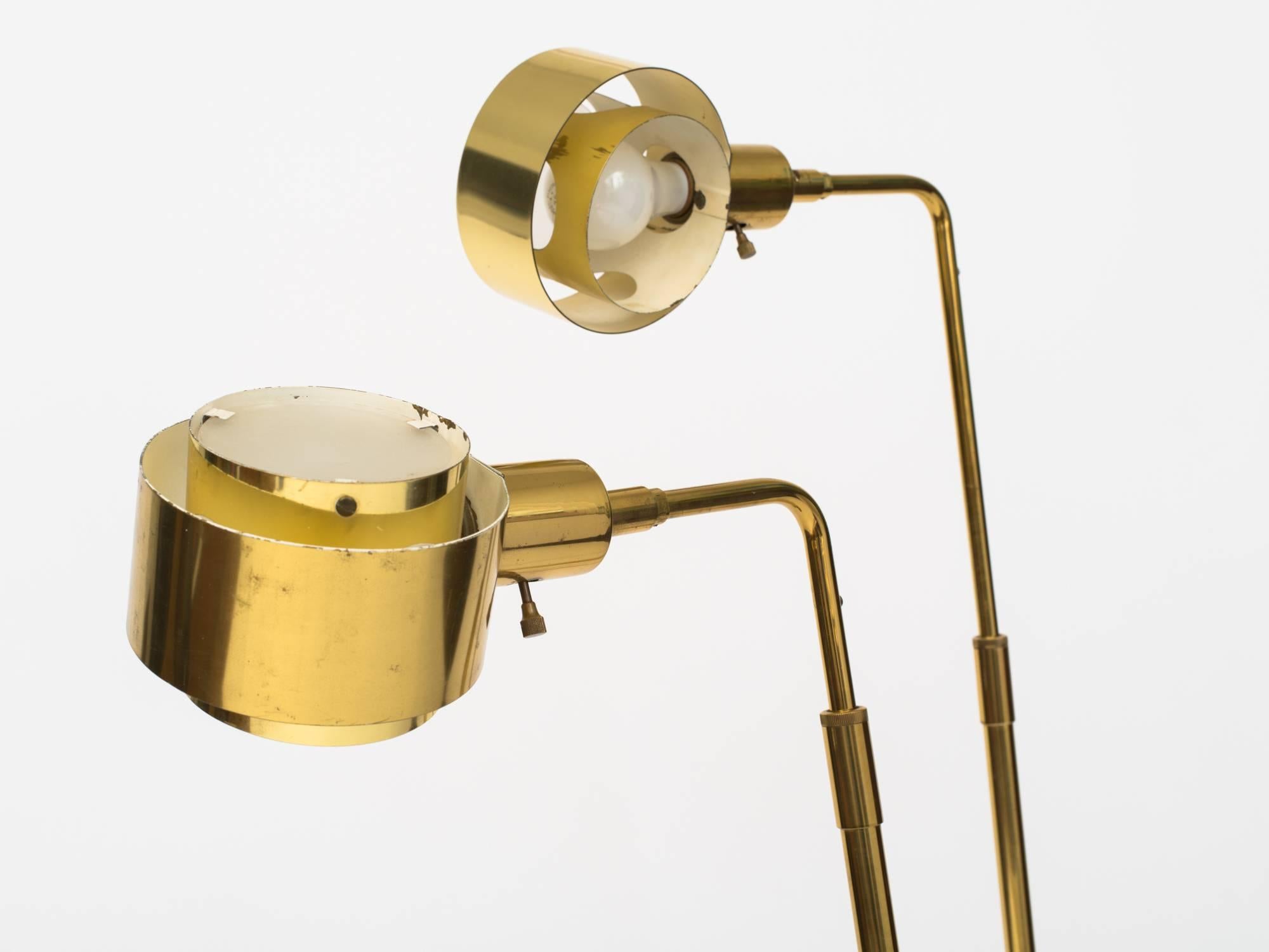 Koch & Lowy Brass Circular Shade Floor Lamps 1