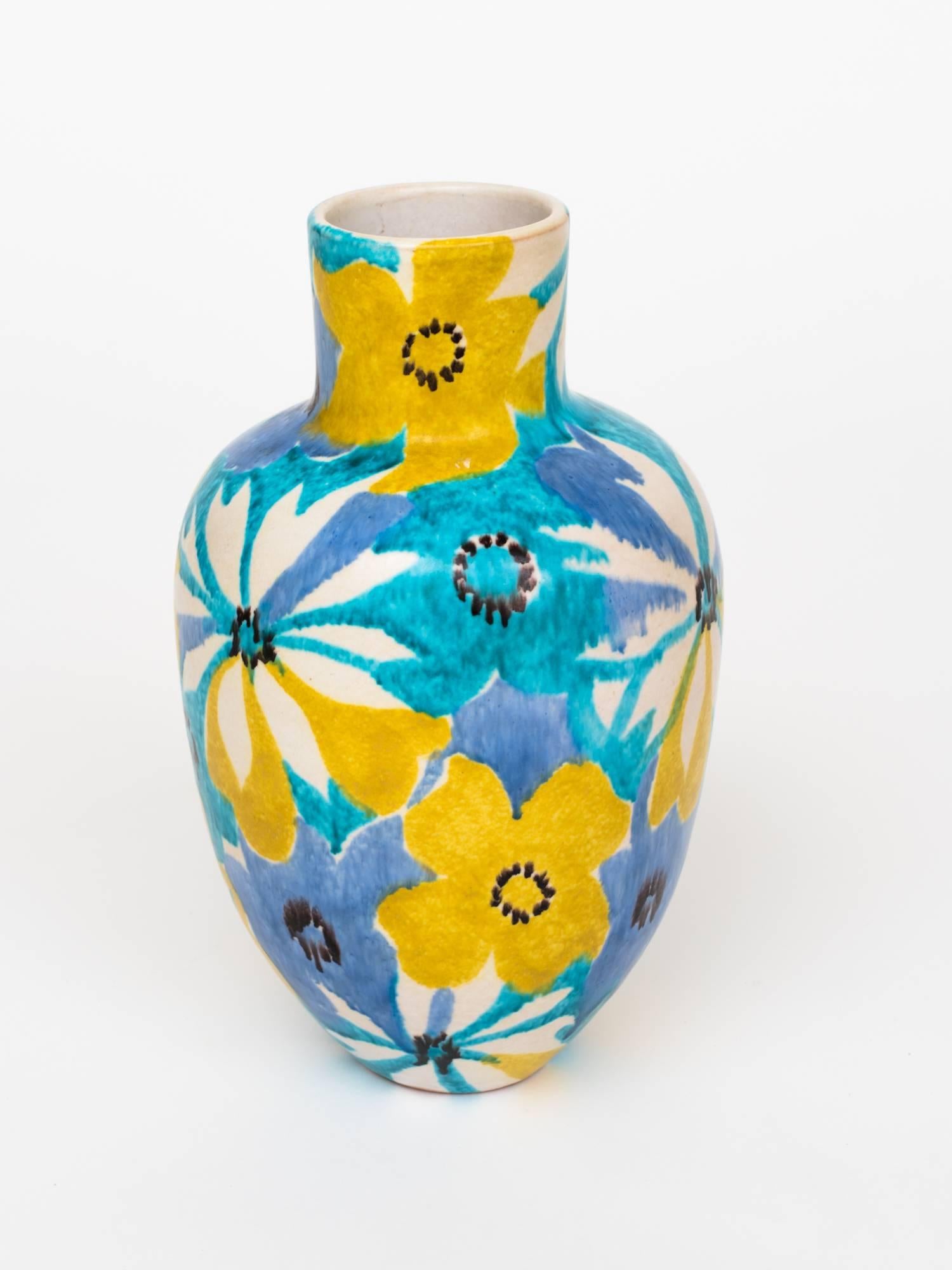 Hand-Painted Raymor Italian Ceramic Pop Art Flower Vase