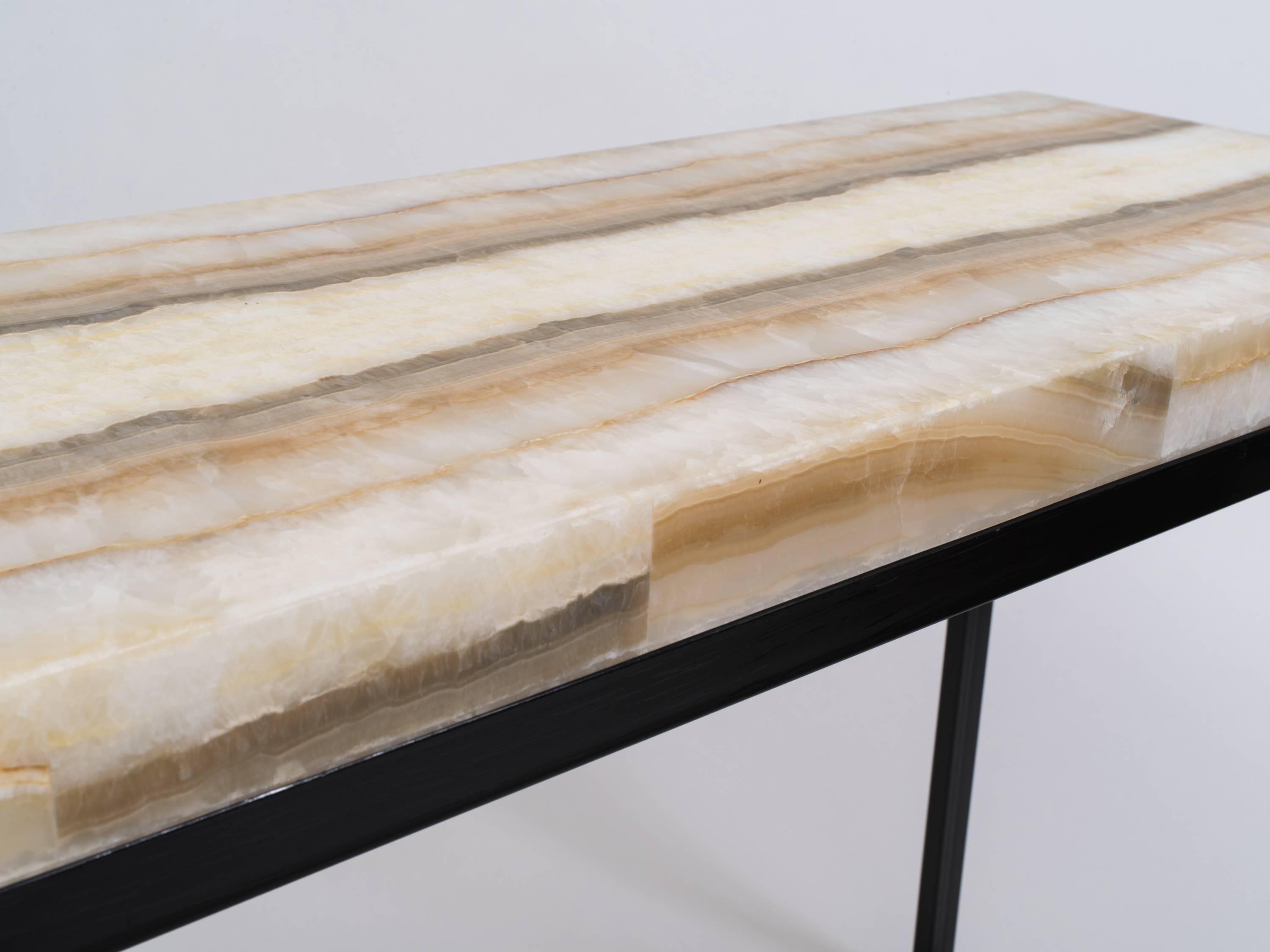 Mid-Century Modern Natural Ribbon Onyx Console Table For Sale