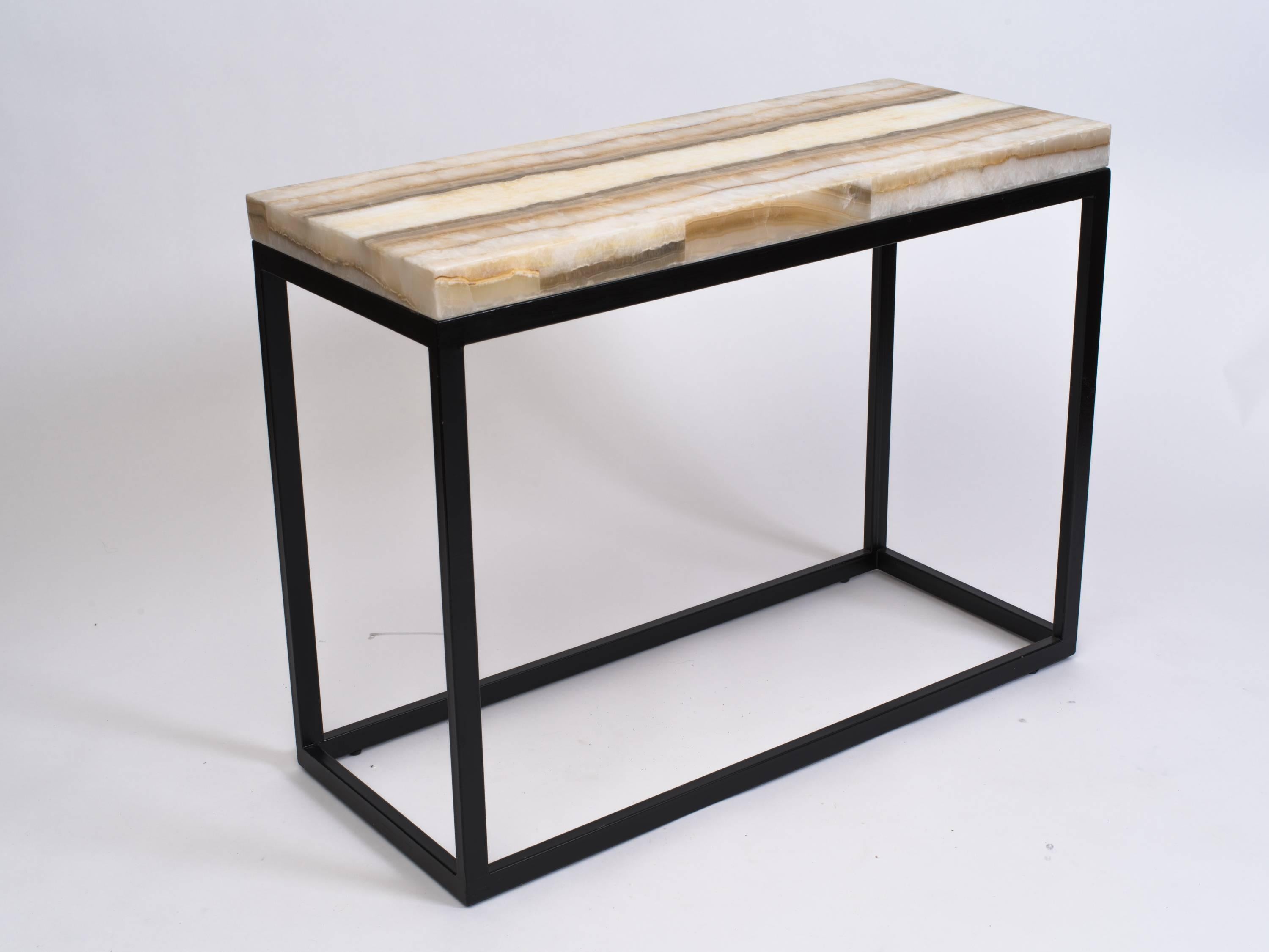 Contemporary Natural Ribbon Onyx Console Table For Sale