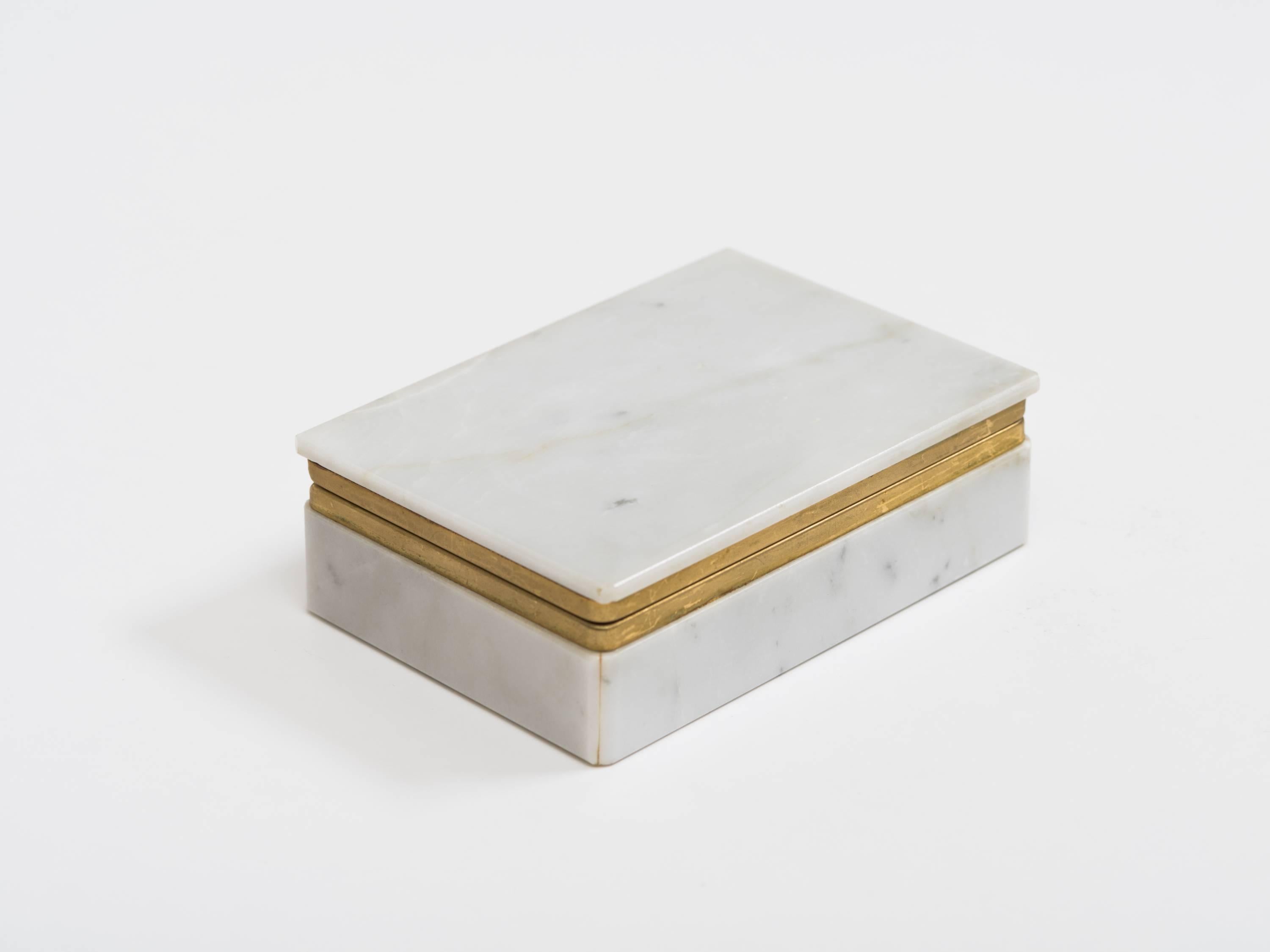 Mid-Century Modern Italian Carrara Marble Jewelry, Dresser or Desk Box