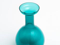 Vaso a bottiglia alto in vetro verde turchese italiano