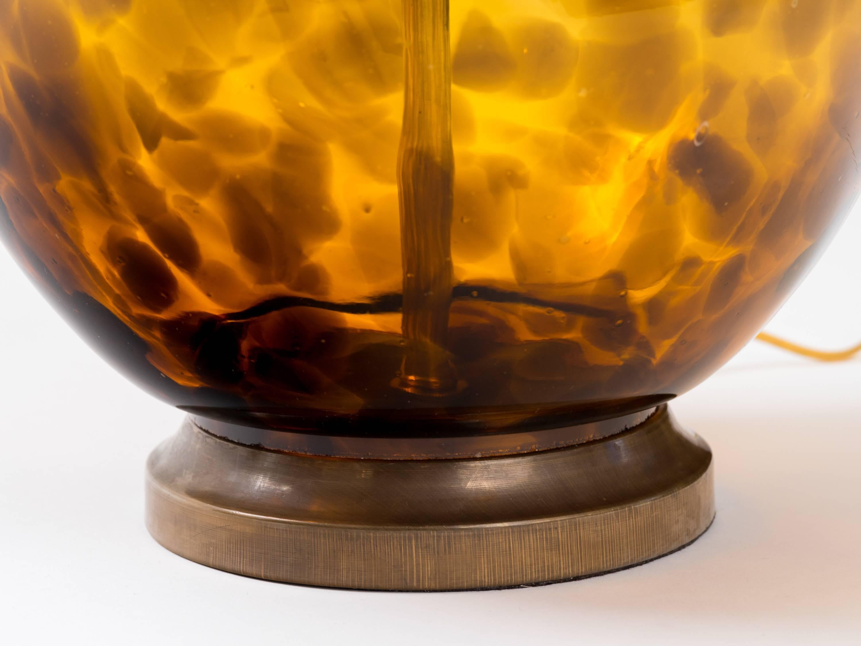 Hand-Crafted 1970s Italian Tortoise Shell Glass Lamps