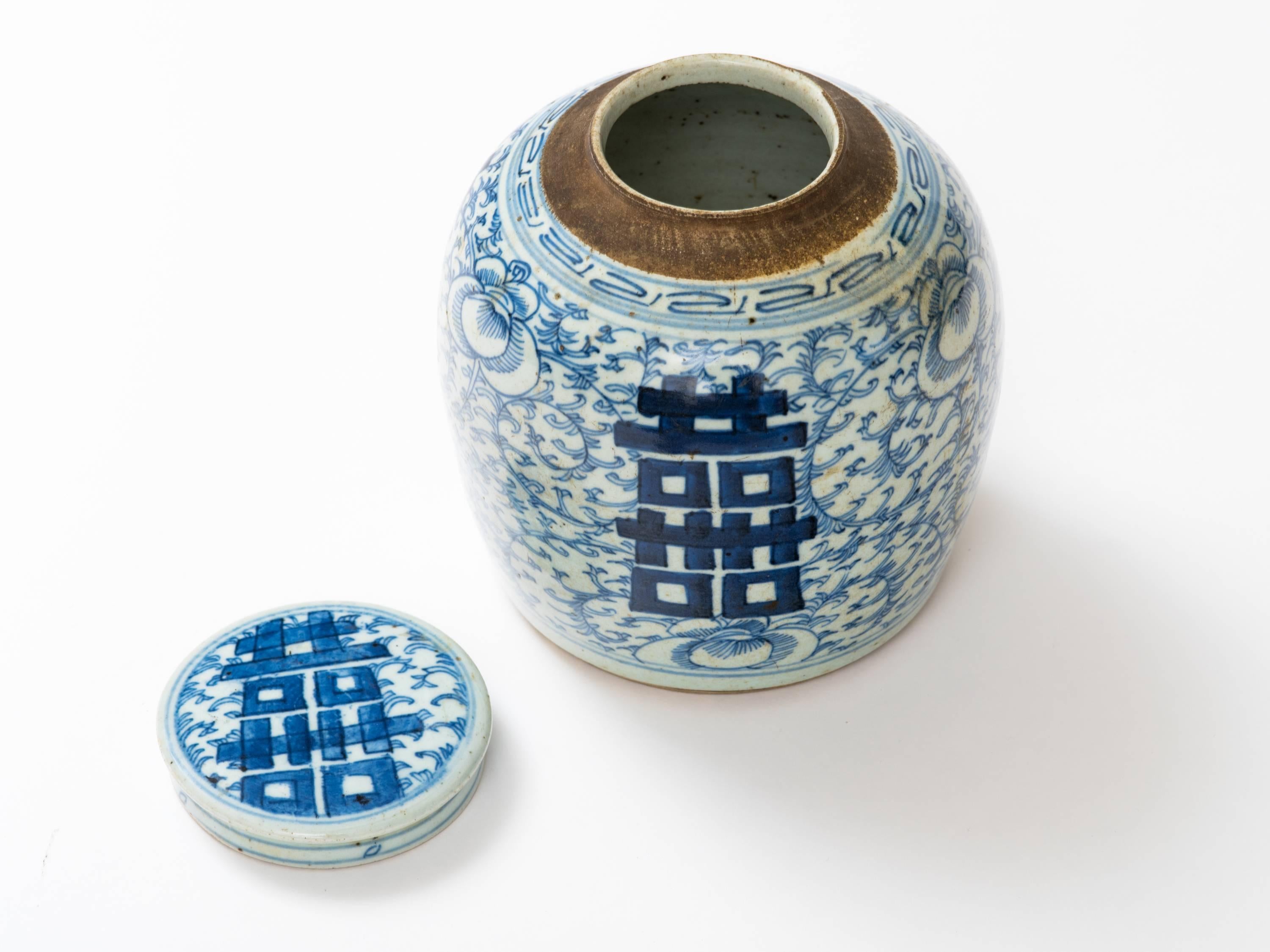 Ceramic Chinese 19th Century Blue and White Ginger Jar