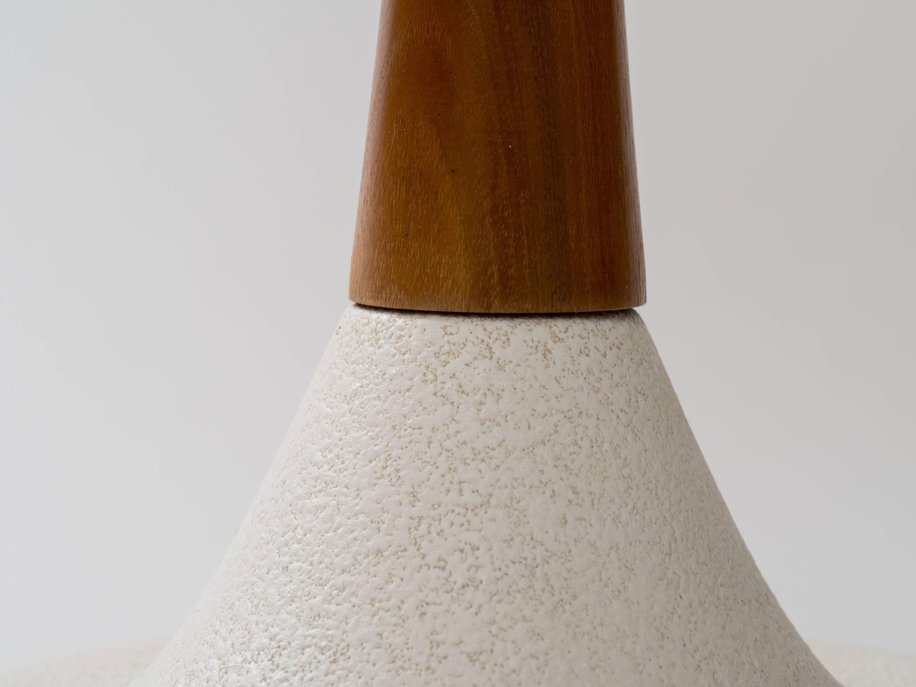 Mid-Century Modern 1960s Walnut Stem Ceramic Bottle Lamps