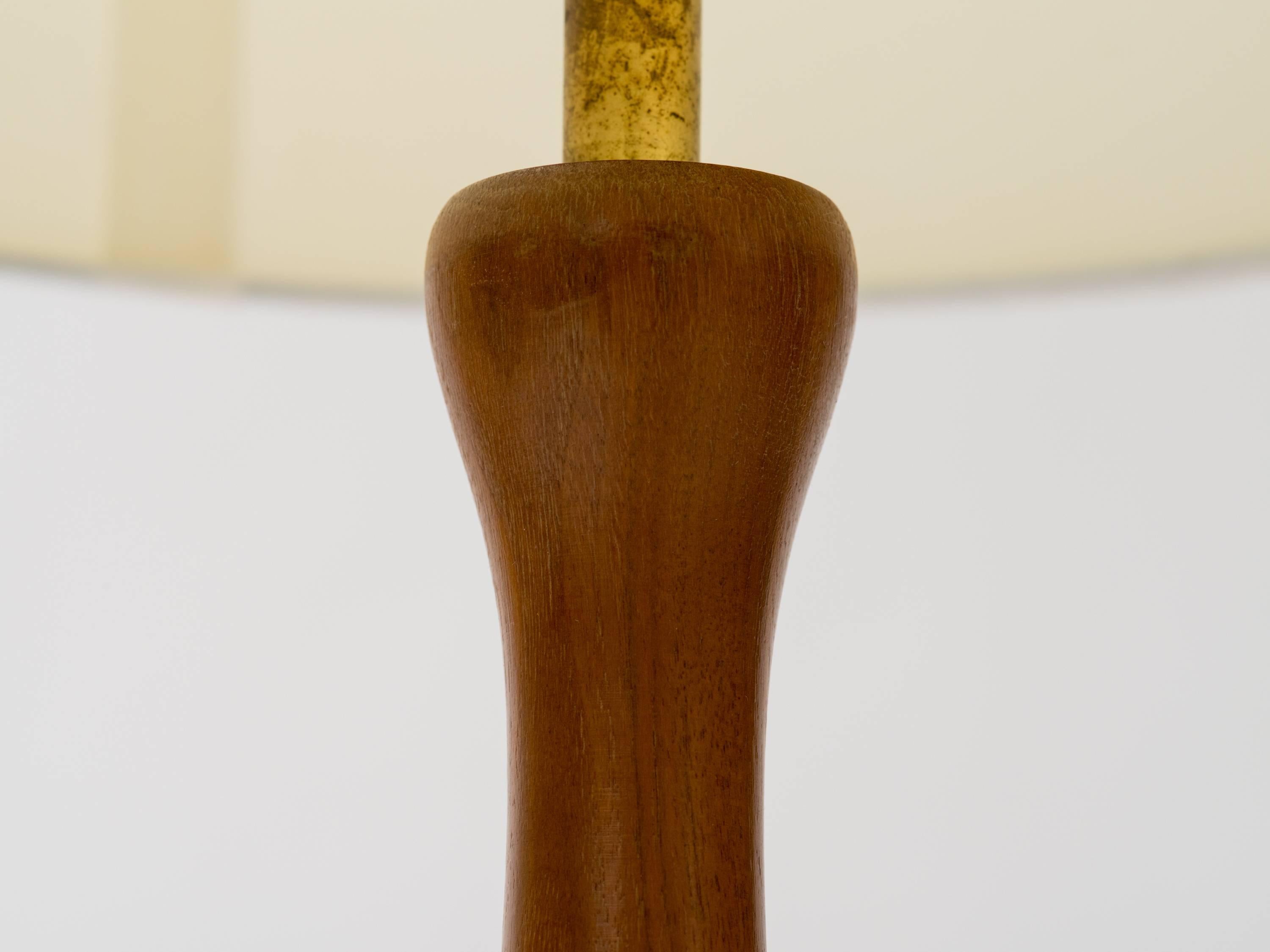 American 1960s Walnut Stem Ceramic Bottle Lamps