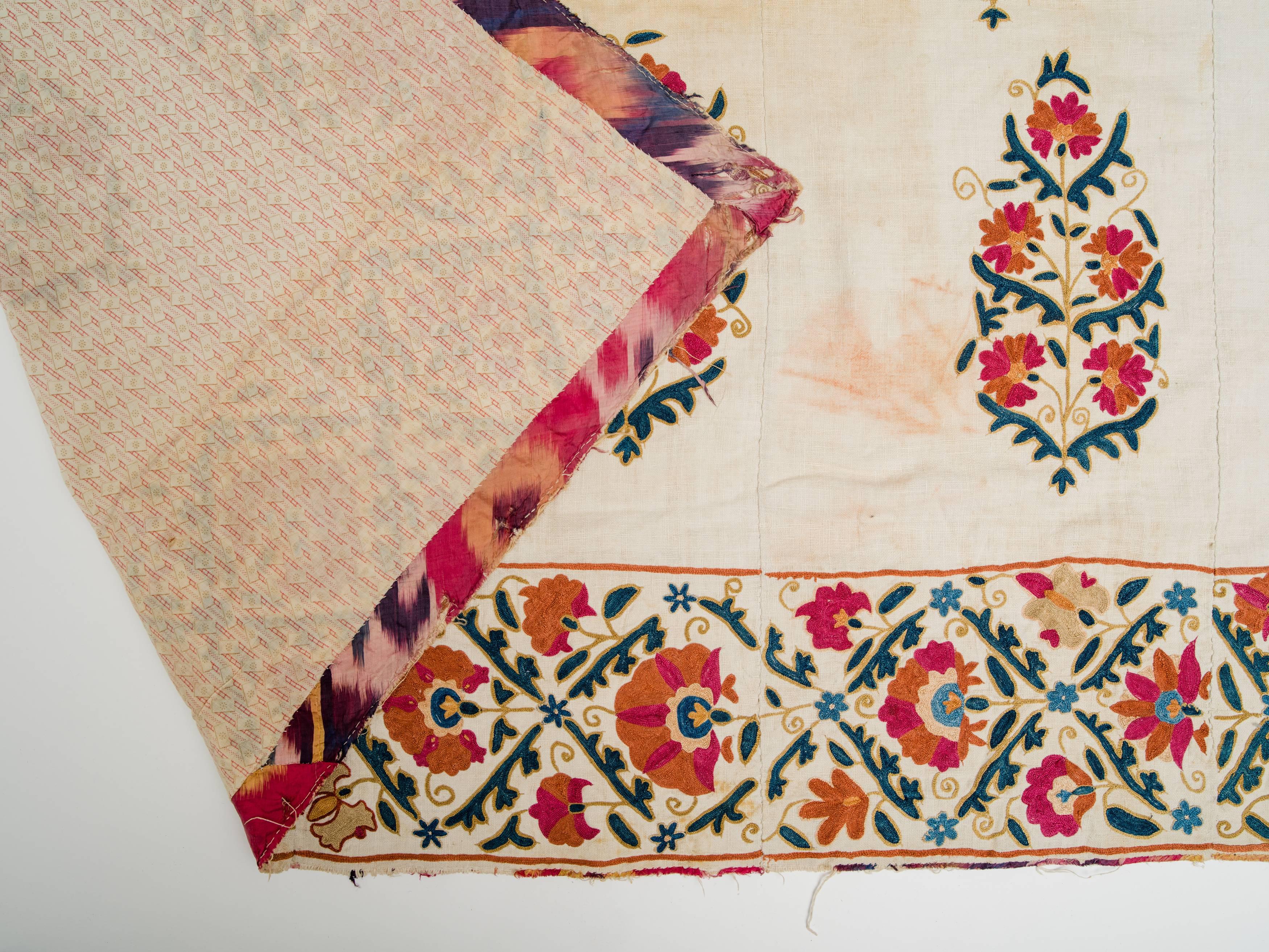 Tapisserie Suzani brodée en soie ouzbeke du 19ème siècle en vente 1