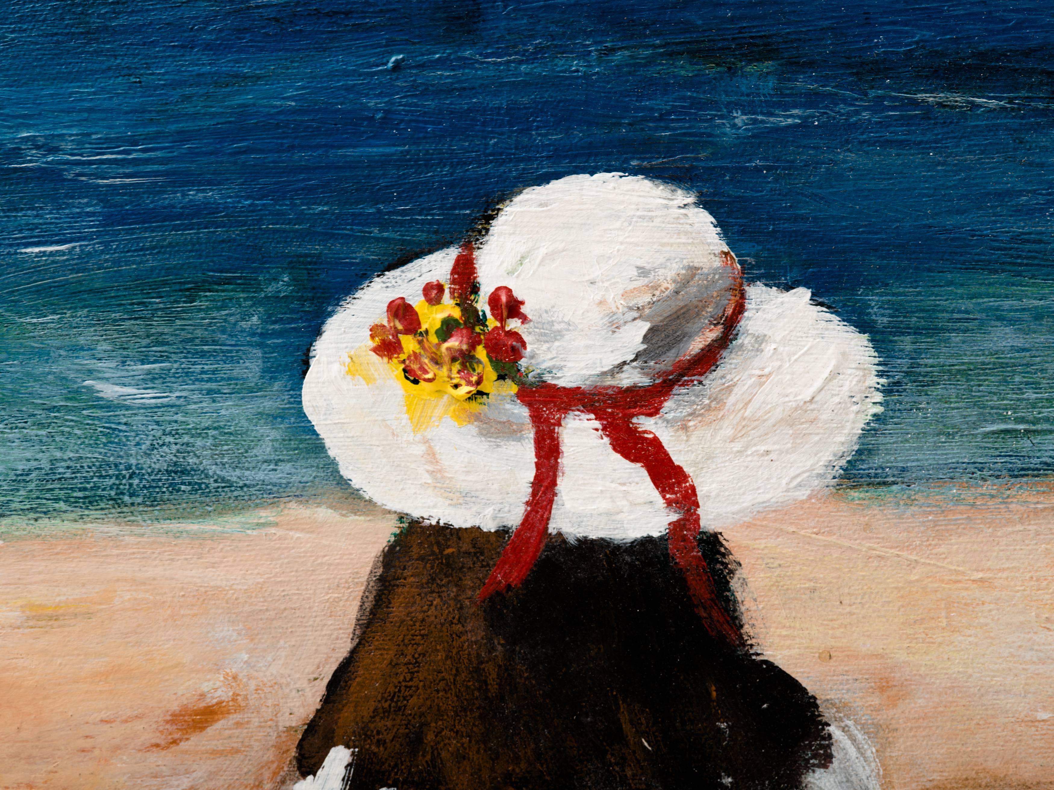 Surrealist Mediterranean Beach Scene Painting, circa 1983 in vendita 1