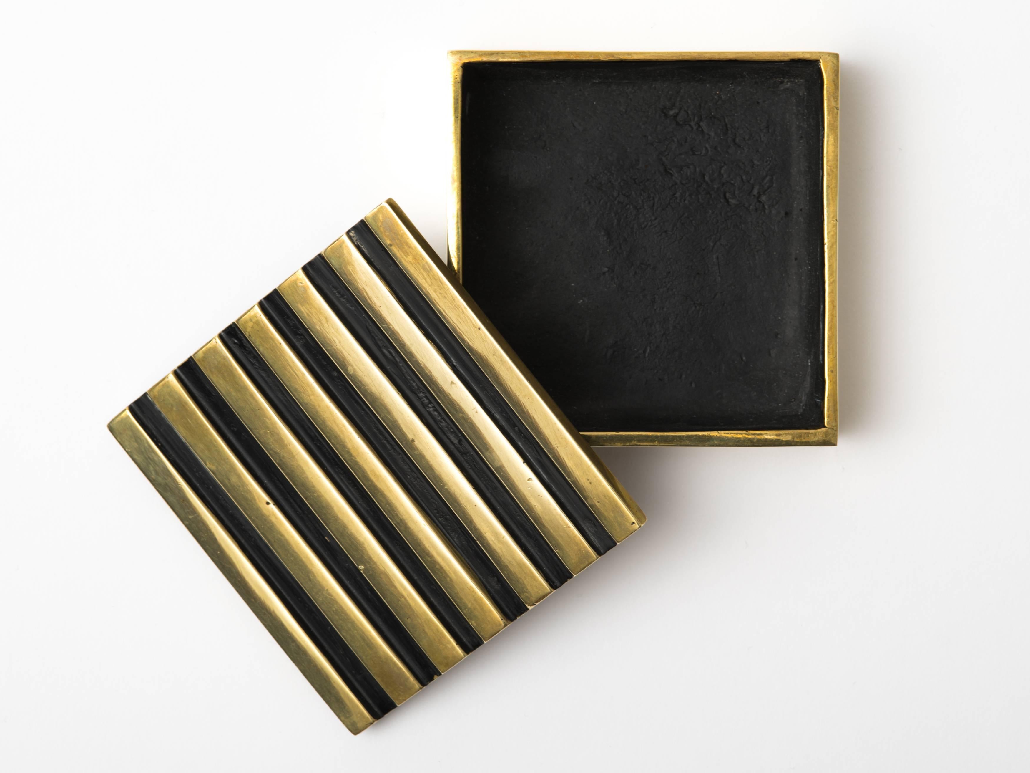Walter Bosse Austrian Lacquered Brass Cigarette Box In Good Condition For Sale In New York, NY