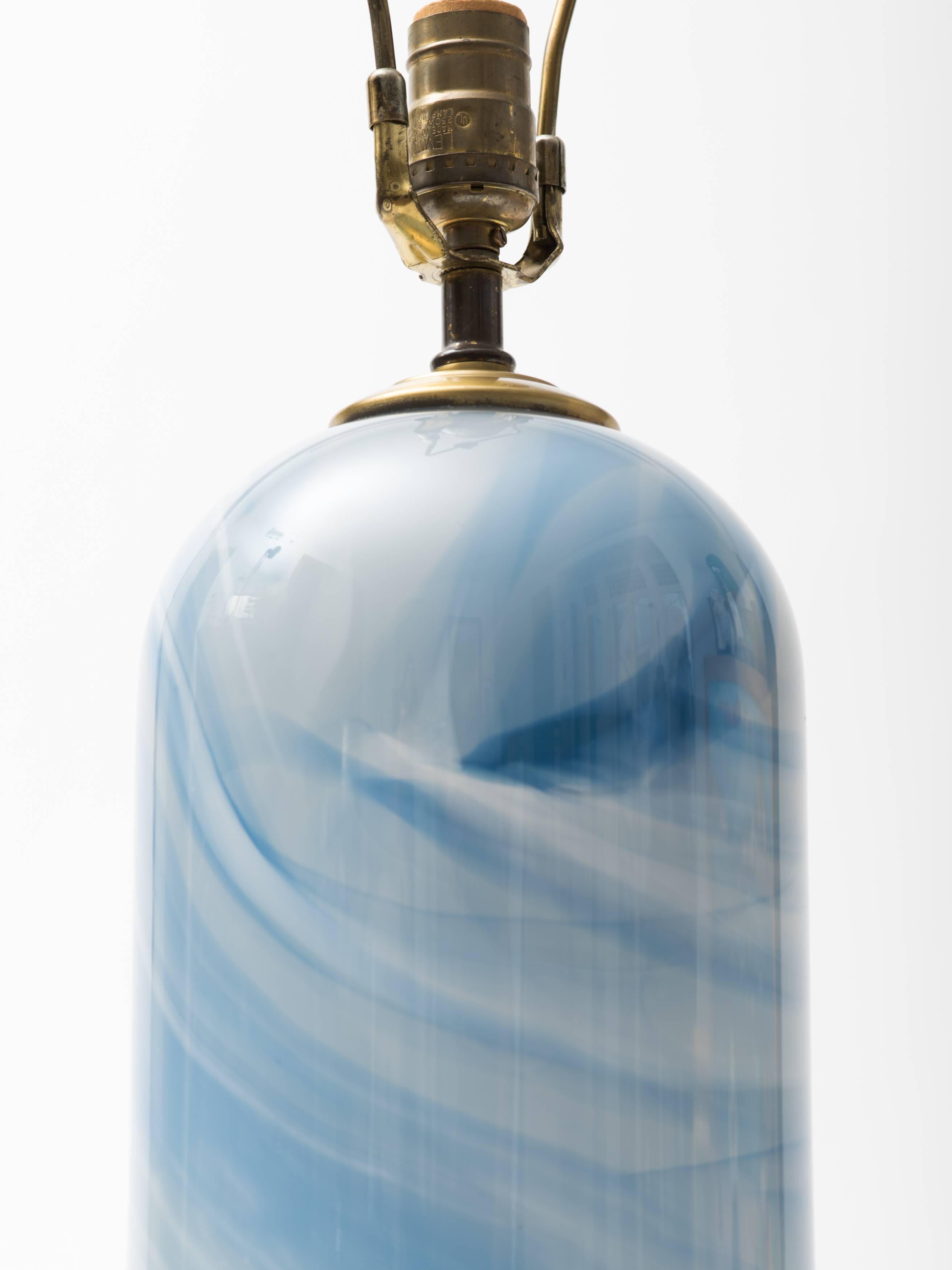 Mid-Century Modern 1980s Celestial Swirl Hand Blown Glass Column Lamp For Sale