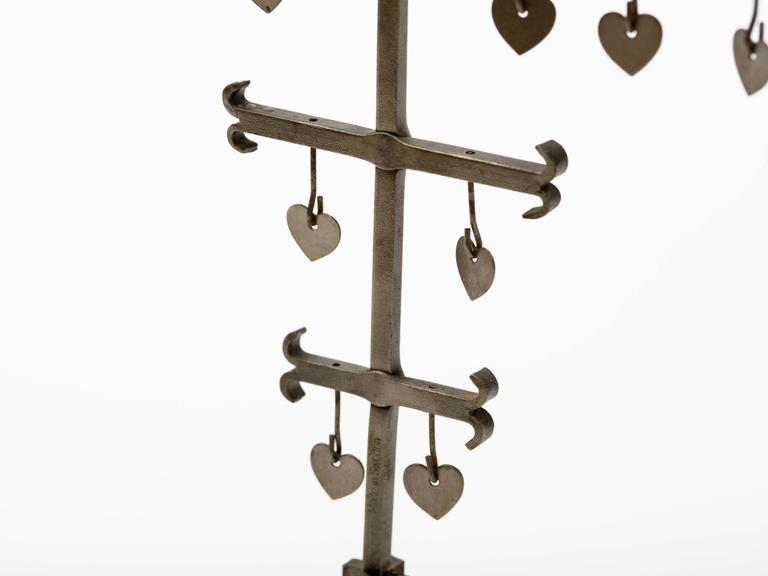 Metalwork Swedish 1960s Steel Hearts Candelabra For Sale