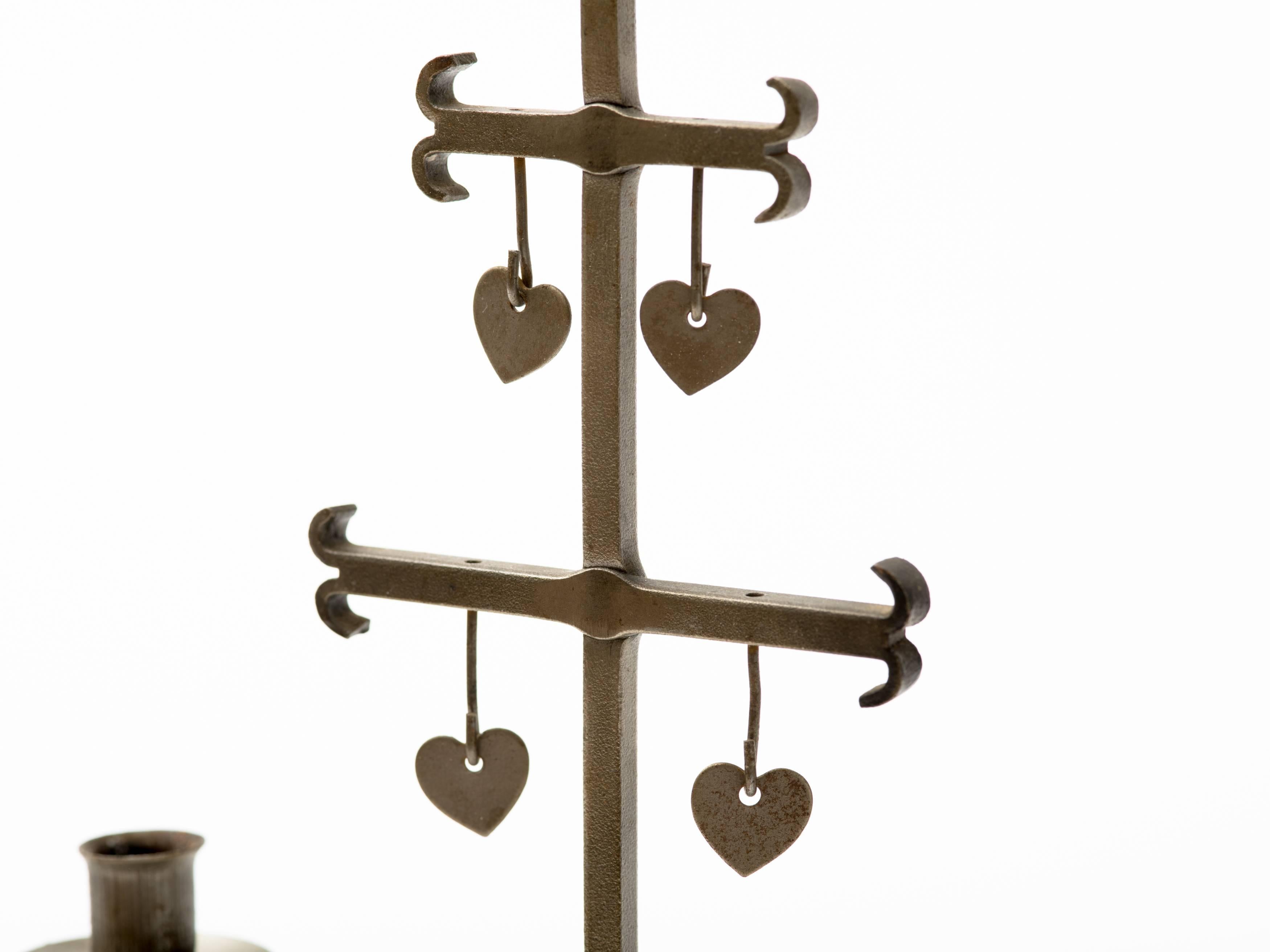 Swedish 1960s Steel Hearts Candelabra In Good Condition For Sale In New York, NY