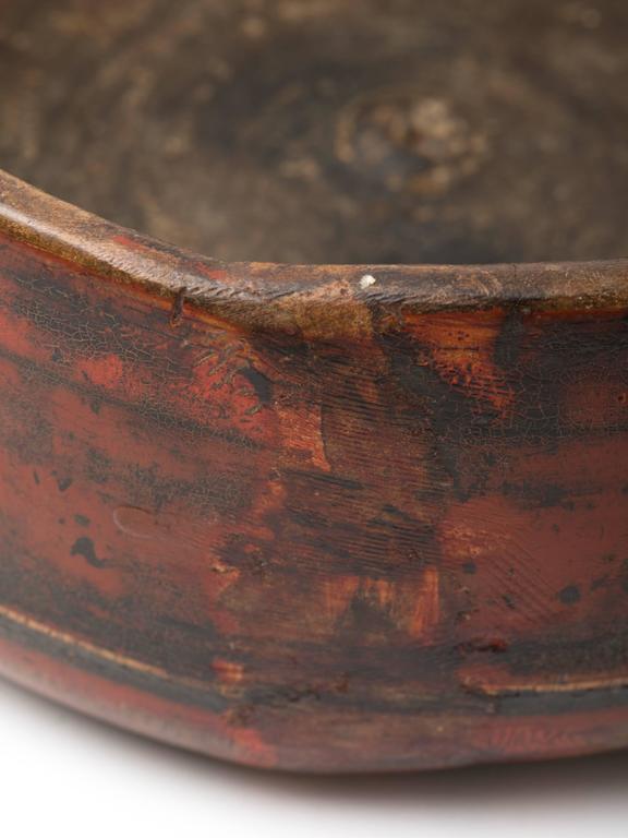 Antique Asian Red Lacquered Wood Bowl For Sale at 1stDibs antique wooden bowls, asian wooden