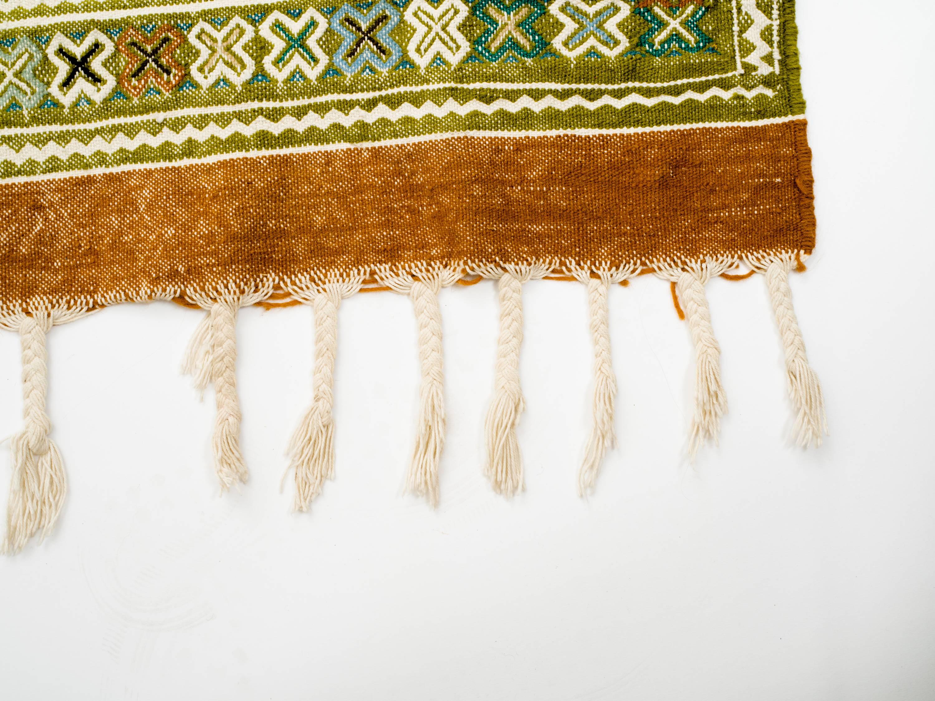 Wool Moroccan Middle Atlas Flat-Weave Rug