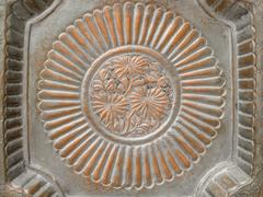 Antique Chinese Copper and Pewter Chrysanthemum Tray