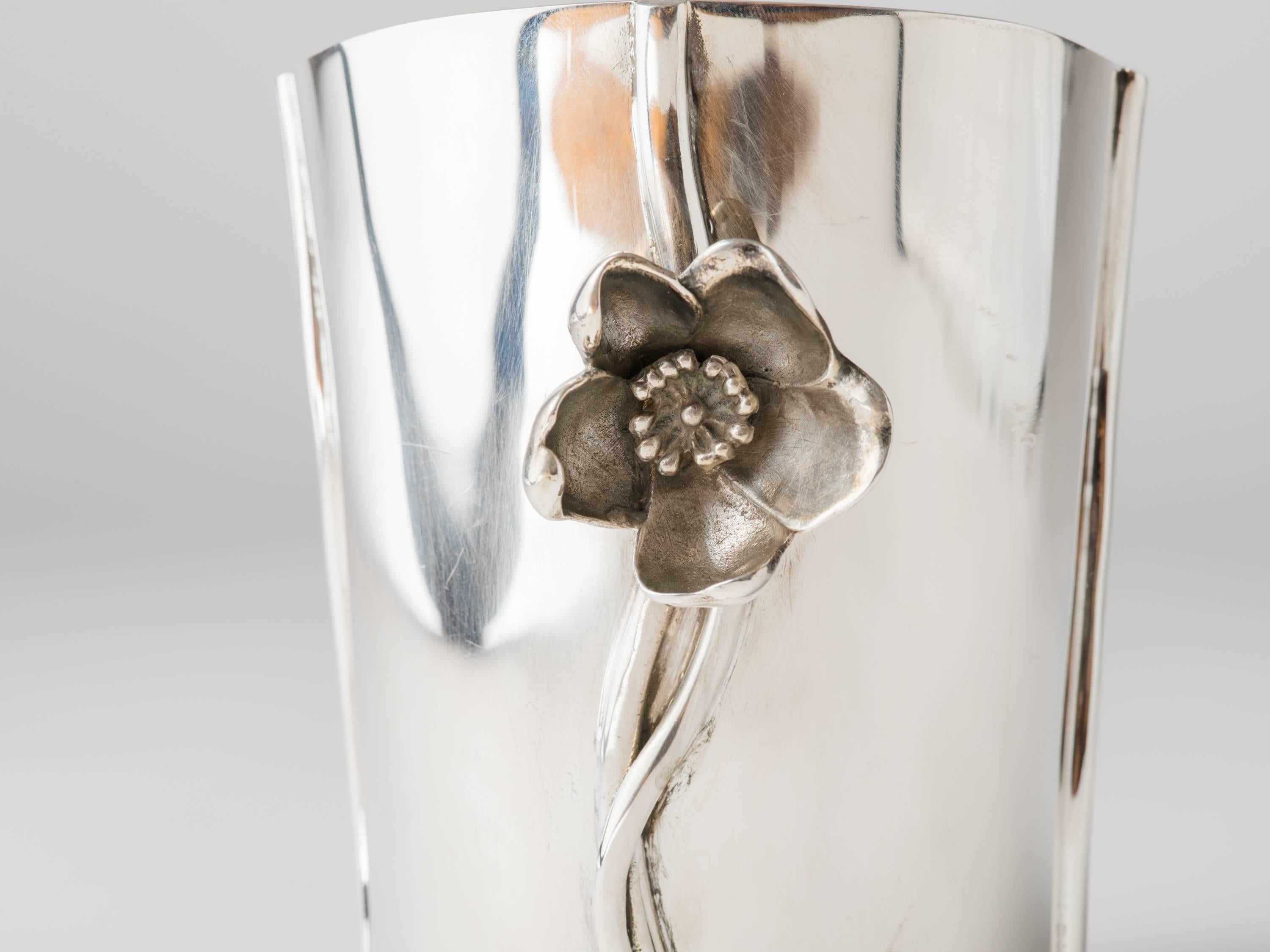 French Christofle Silver Plate Anemone Wine Cooler