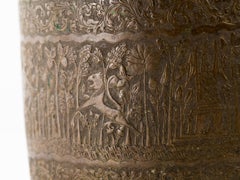 Antique Engraved Brass Indian Vessel Jardinière