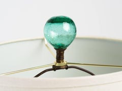 Pair of Blenko 1950s Green Crackle Glass Lamps