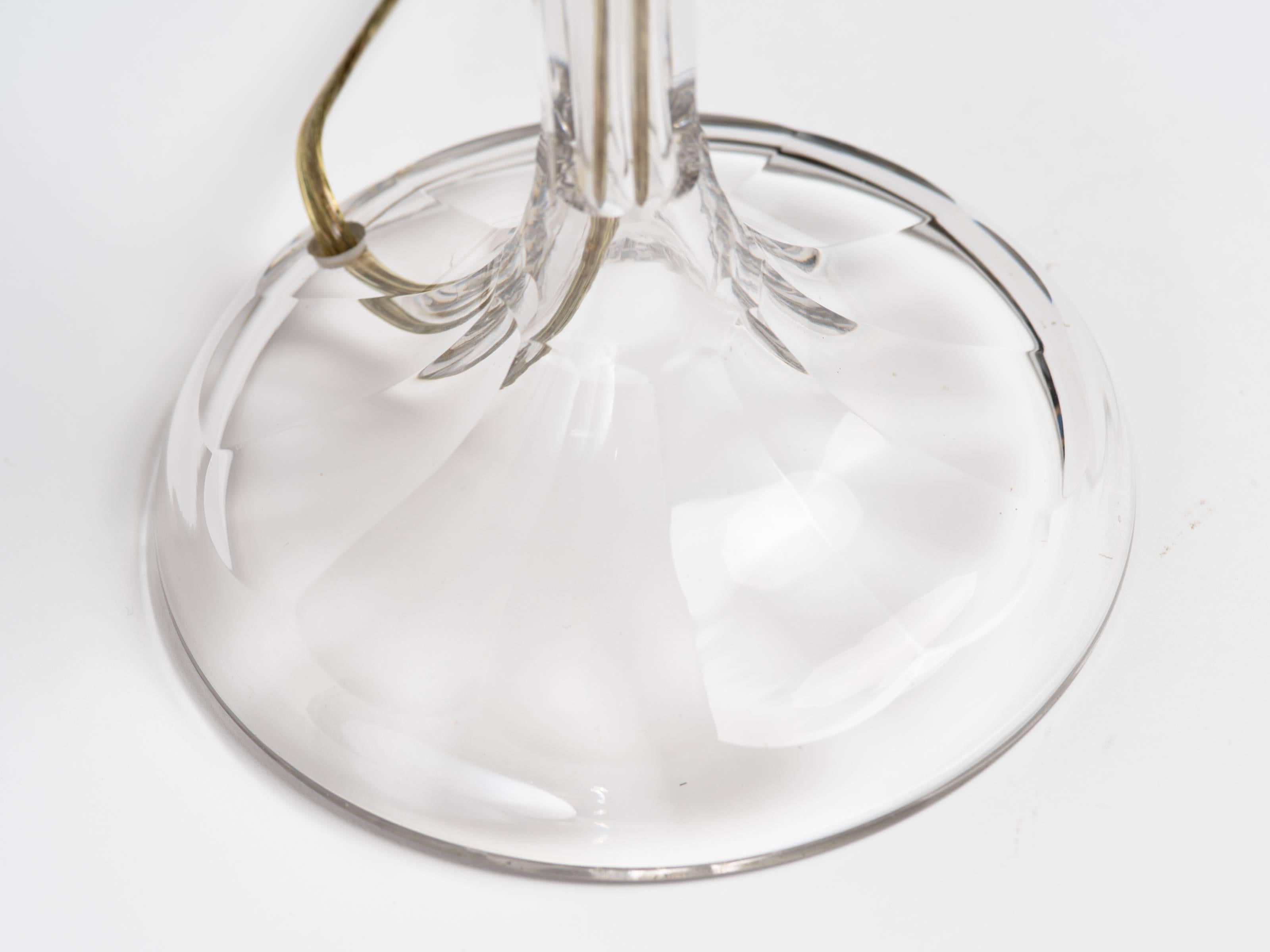 Art Deco Faceted Cut Crystal Lamps In Good Condition For Sale In New York, NY