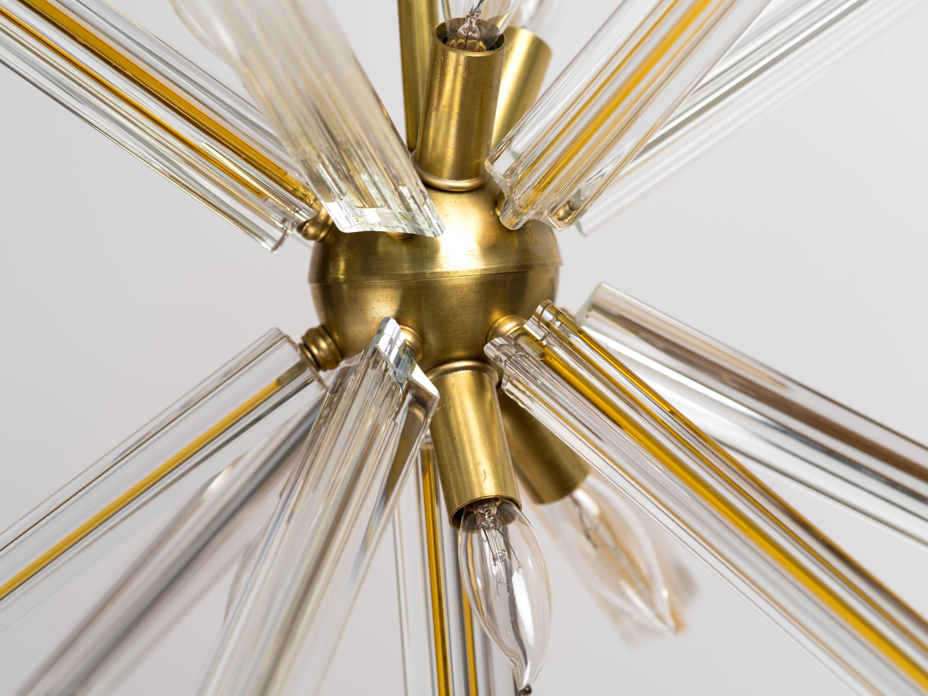 Pair of Italian Triedi Crystal Prism Sputnik Chandeliers 2