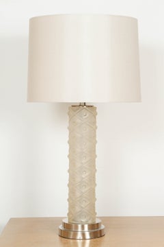 Pair of Vintage Cast Resin Lamps with Custom Silk Shades