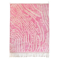 Moroccan Beni Mrirt rug, Modern Ornament Bright Pink Color rug, In Stock