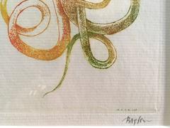 "Snakes Mating" Color Etching by Leonard Baskin, 1971