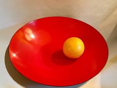 Large Red Enamel, Metal Bowl, Scandinavian, circa 1960