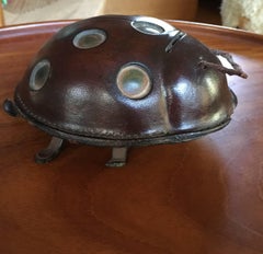 Midcentury Leather "Piggy Bank" Shaped like a Lady Bug, Japan, circa 1960
