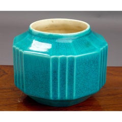 Jardinière ou vase en céramique craquelée de Boch Freres, années 1930