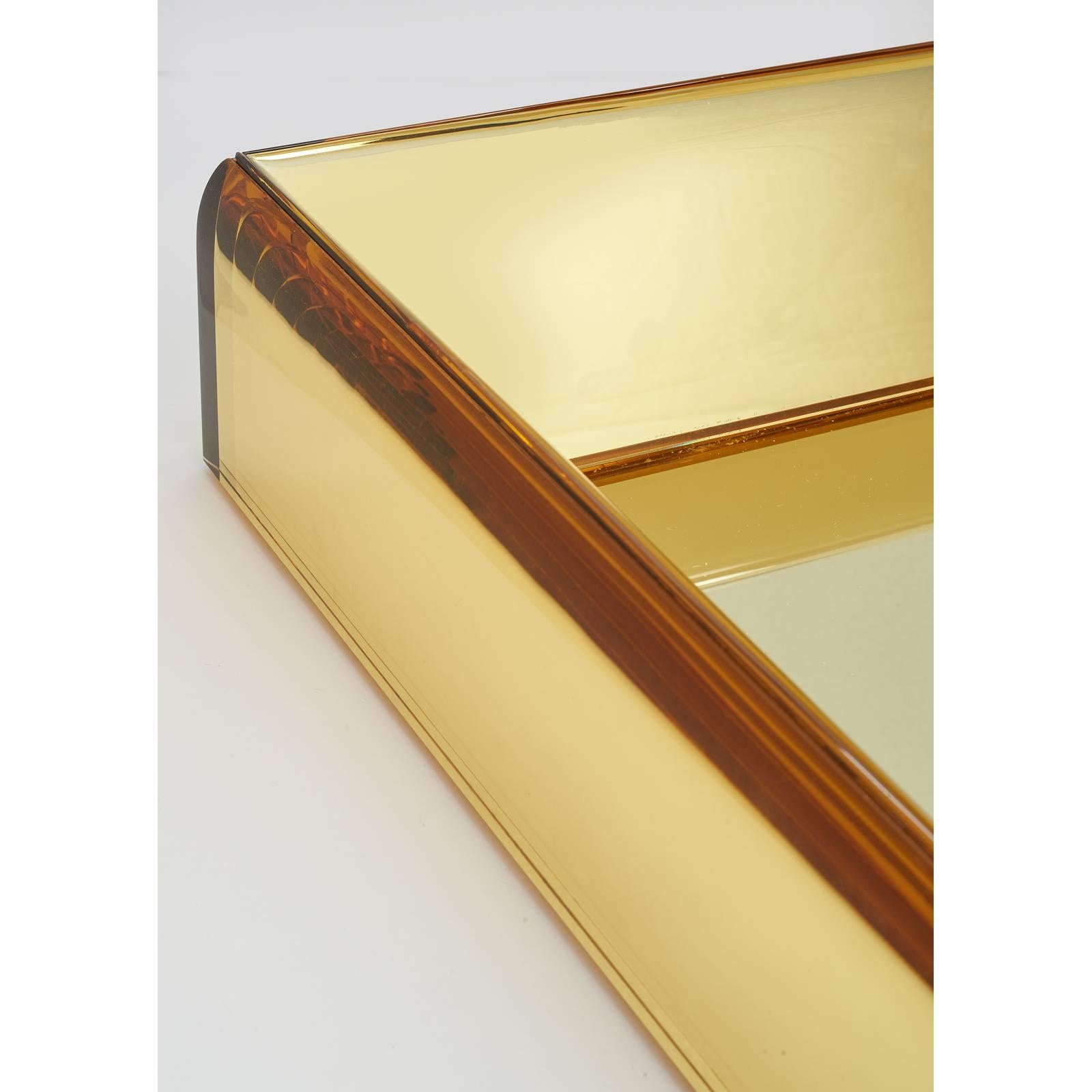 Modern Magnificent Golden Yellow Glass Mirror by Roberto Rida