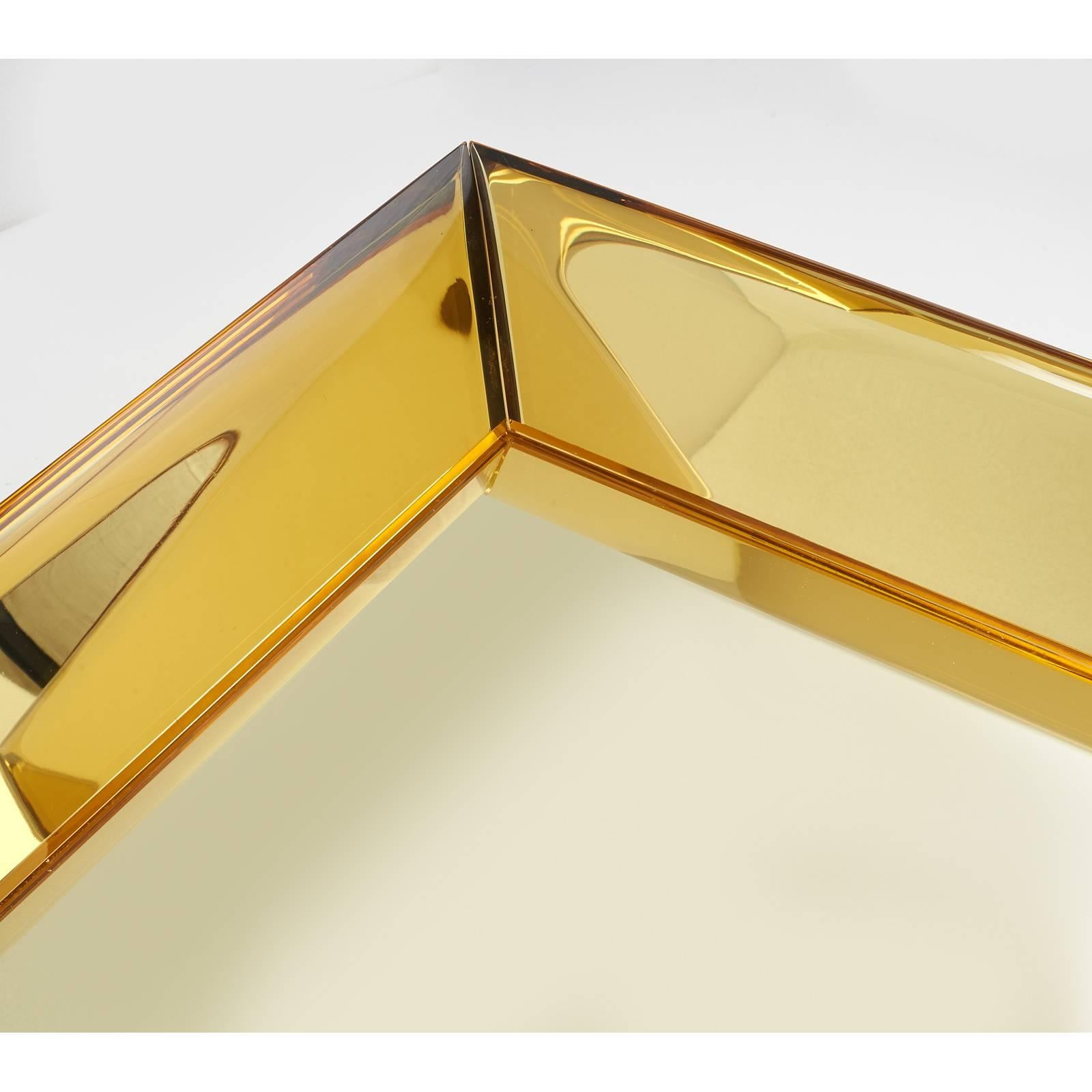 Italian Magnificent Golden Yellow Glass Mirror by Roberto Rida