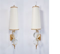 Pair of Roberto Rida Stunning Tall Clear Glass "Bottoni" Sconces