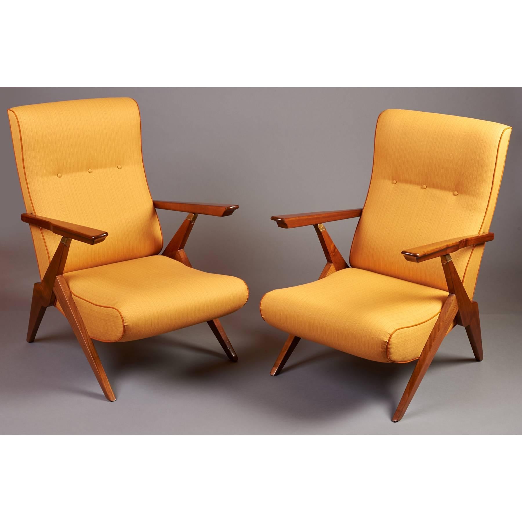 Stained Pair of Reclining Armchairs, Italy 1950s